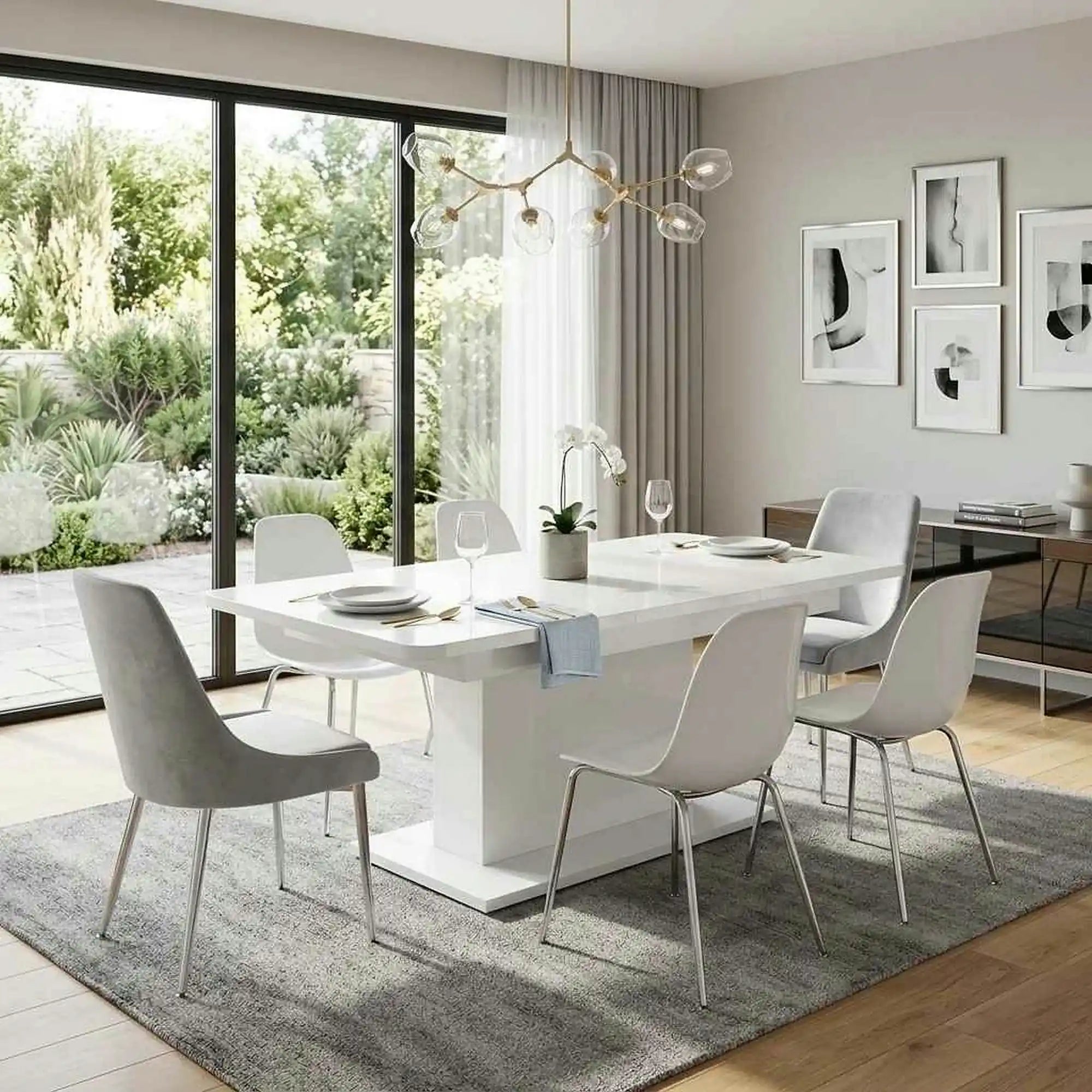 Masa extensibila BUSETTI, alb mat, PAL, 126/167x70x56/74 cm