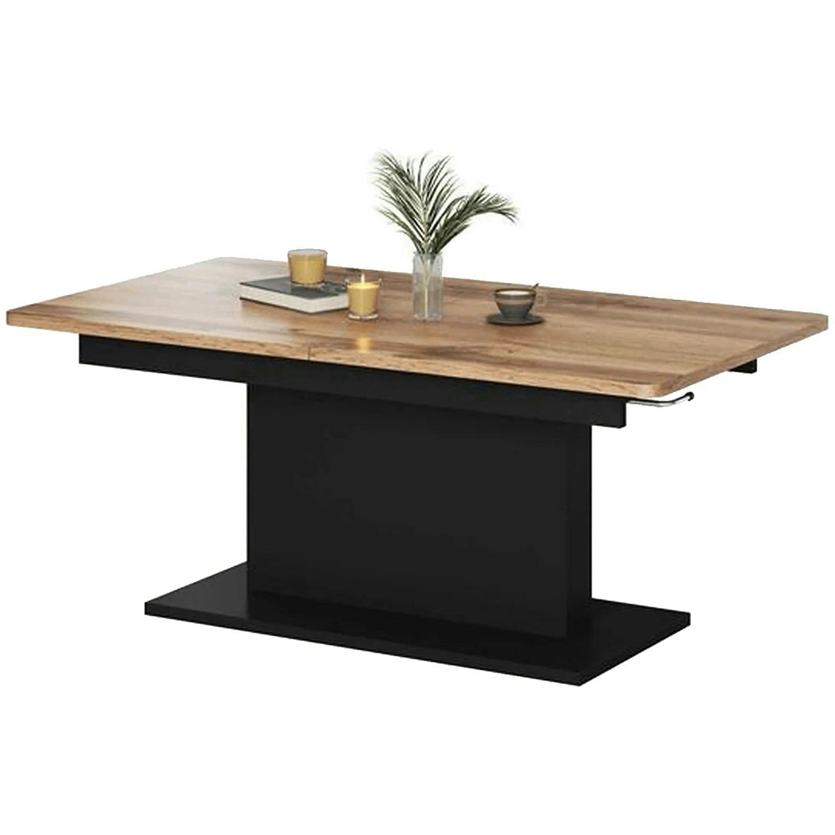 Masa extensibila BUSETTI, wotan/negru mat, PAL, 126/167x70x56/74 cm