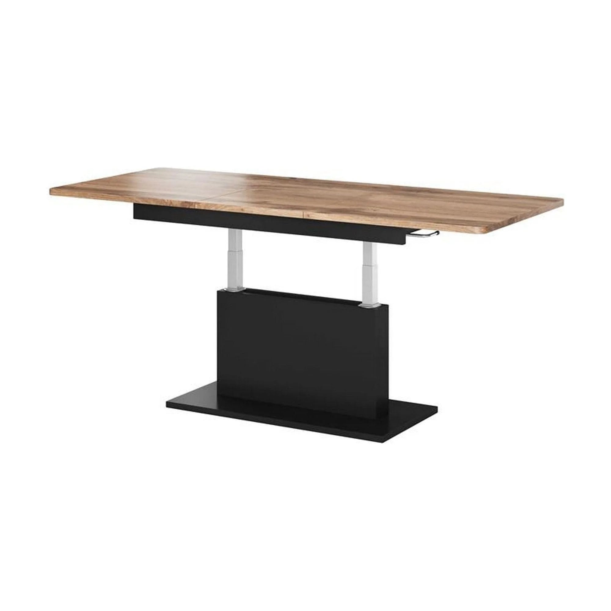 Masa extensibila BUSETTI, wotan/negru mat, PAL, 126/167x70x56/74 cm