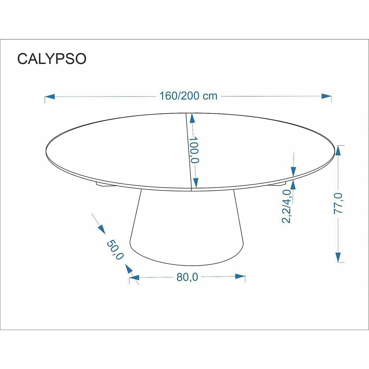Masa extensibila CALYPSO, stejar natural, 160/200x100x77 cm