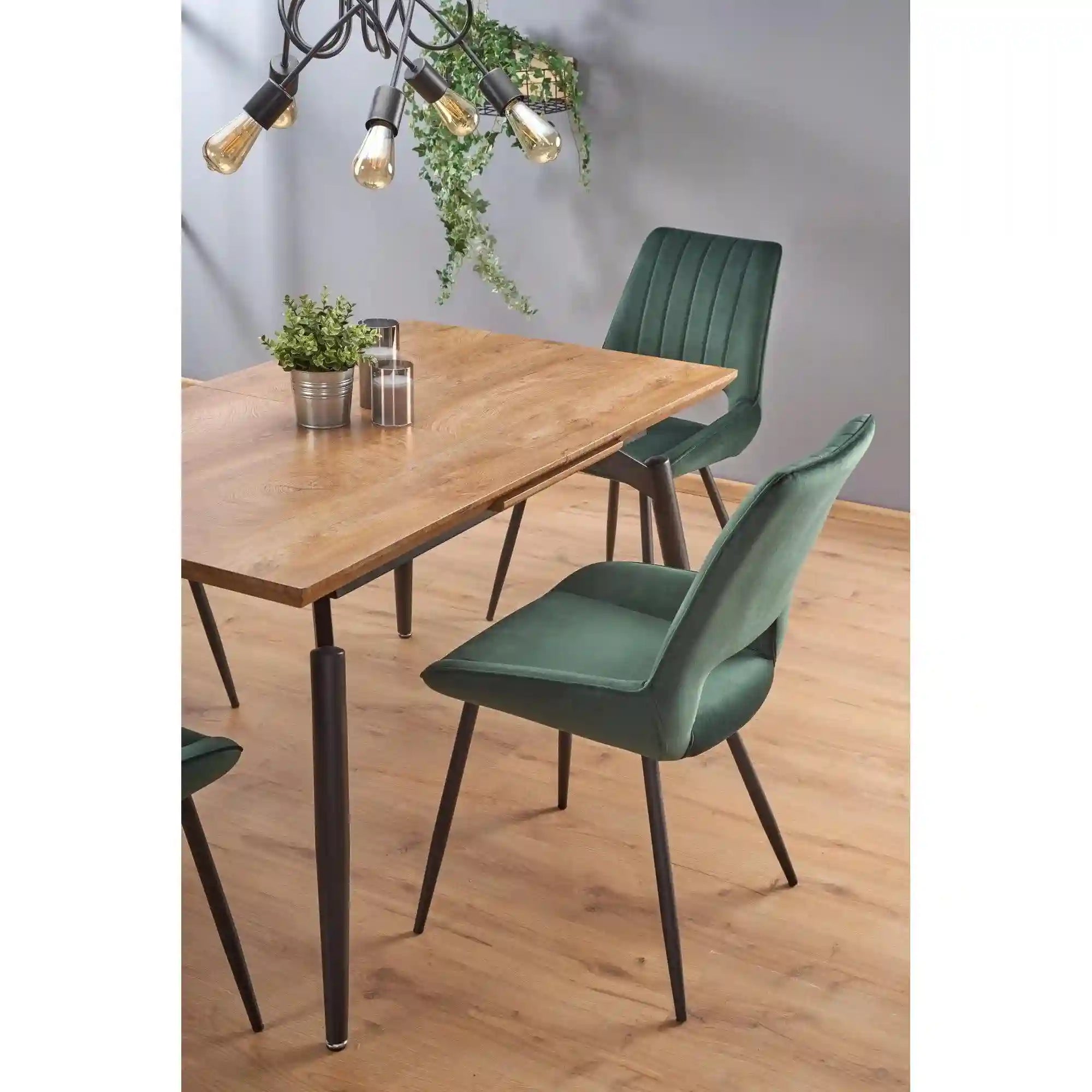 Masa extensibila CAMBELL, negru/stejar, 140/180x80x74 cm