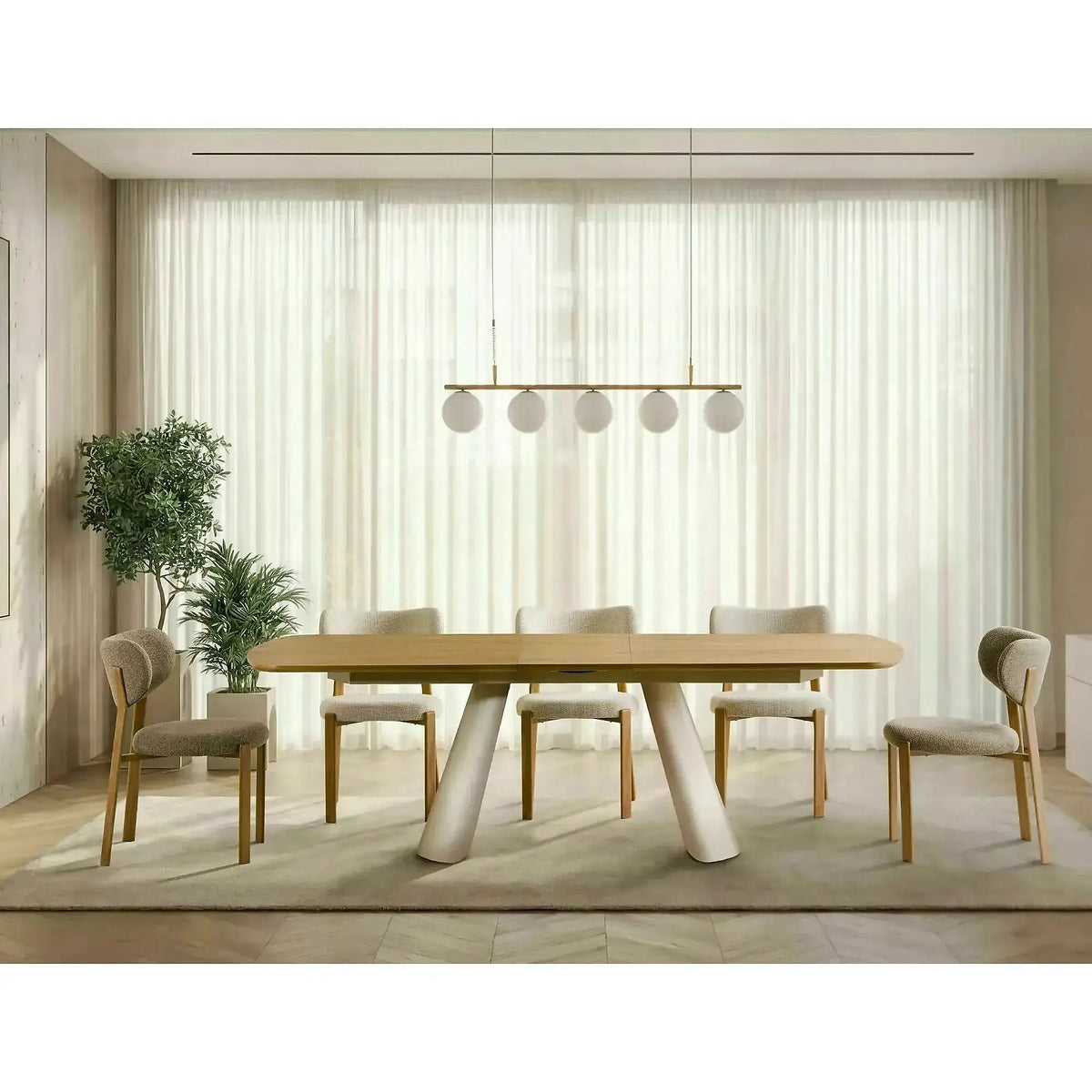 Masă extensibilă CANON, stejar/cașmir, furnir/metal/MDF, 200–240x100x76 cm