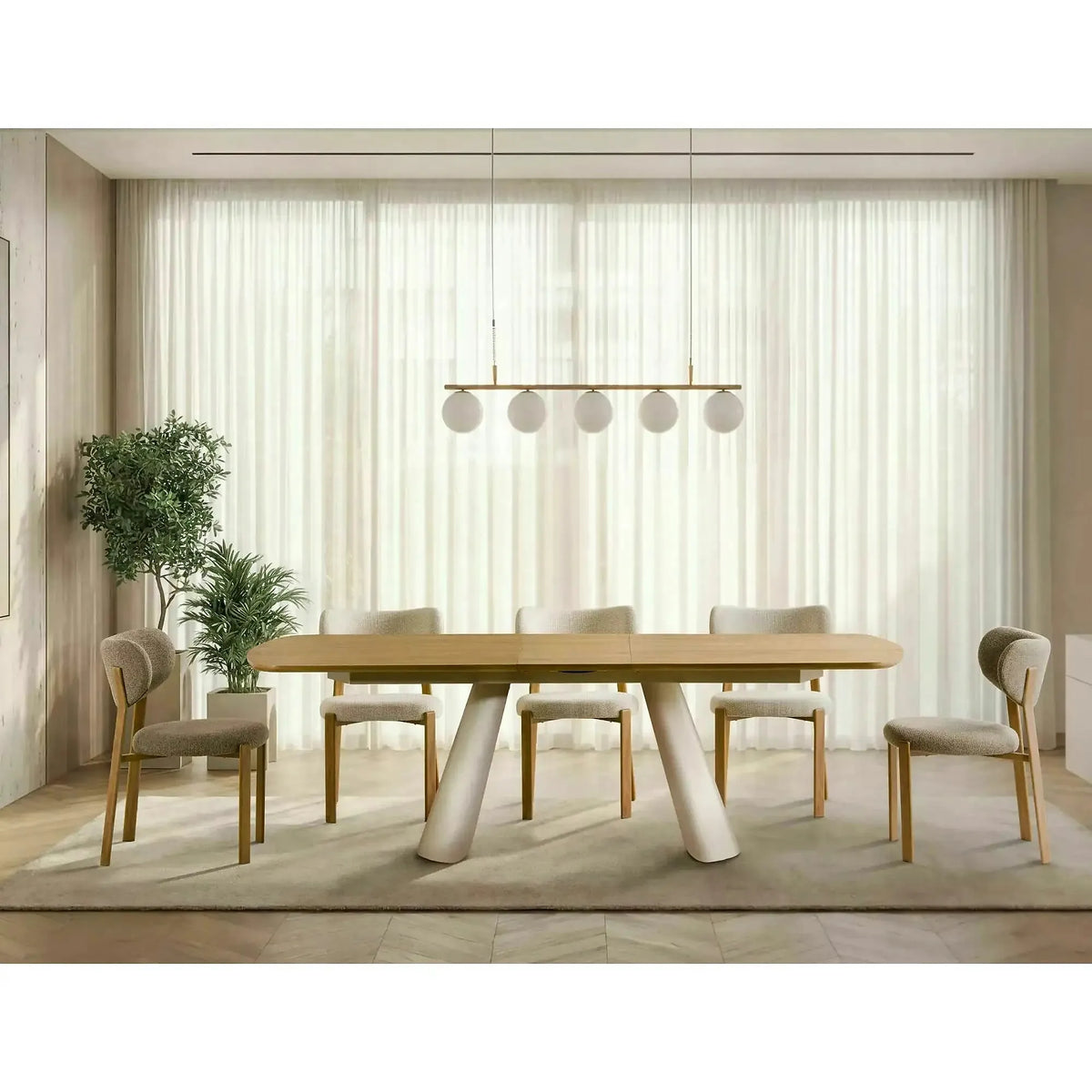 Masă extensibilă CANON, stejar/cașmir, furnir/metal/MDF, 200–240x100x76 cm