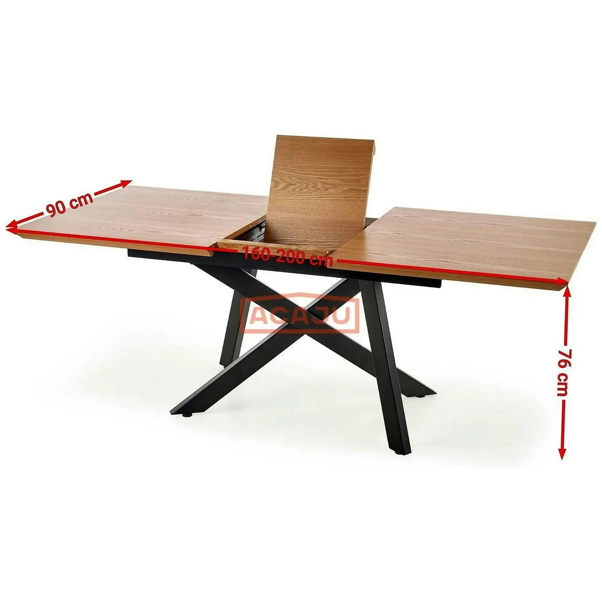 Masa extensibila CAPITAL, stejar auriu/negru, 180/240x90x76 cm