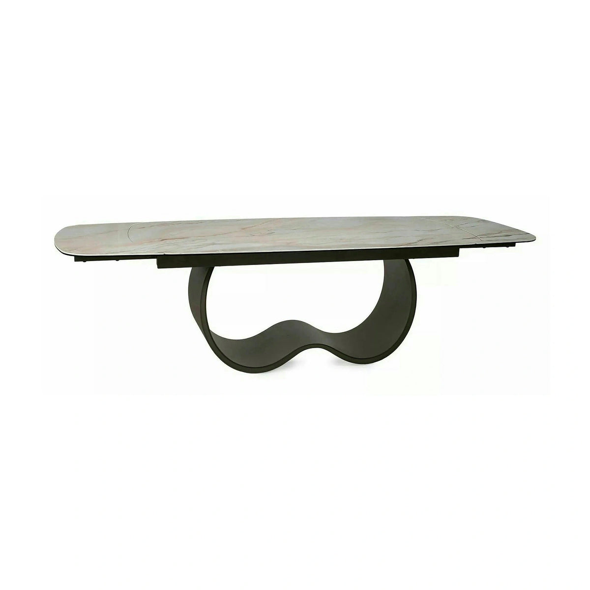 Masă extensibilă CASABLANCA, bej/cupru, sticlă securizată/ceramică/metal, 198–274x98x76 cm