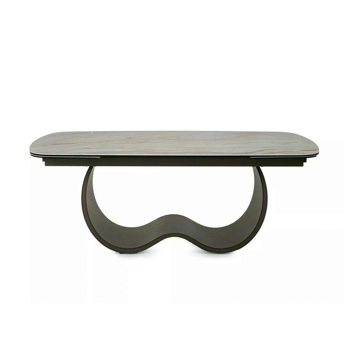 Masă extensibilă CASABLANCA, bej/cupru, sticlă securizată/ceramică/metal, 198–274x98x76 cm