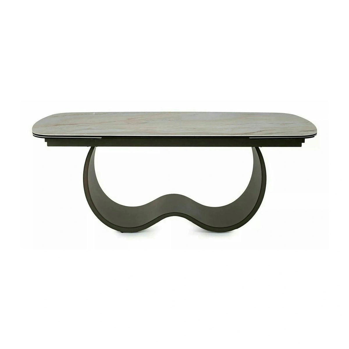 Masă extensibilă CASABLANCA, bej/cupru, sticlă securizată/ceramică/metal, 198–274x98x76 cm