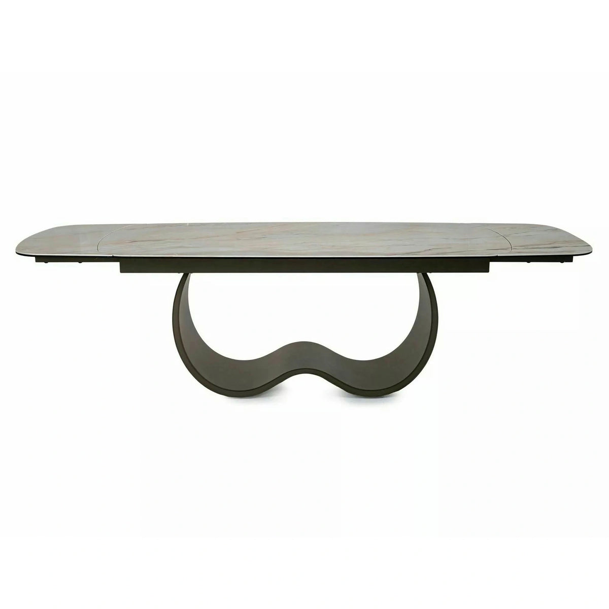 Masă extensibilă CASABLANCA, bej/cupru, sticlă securizată/ceramică/metal, 198–274x98x76 cm