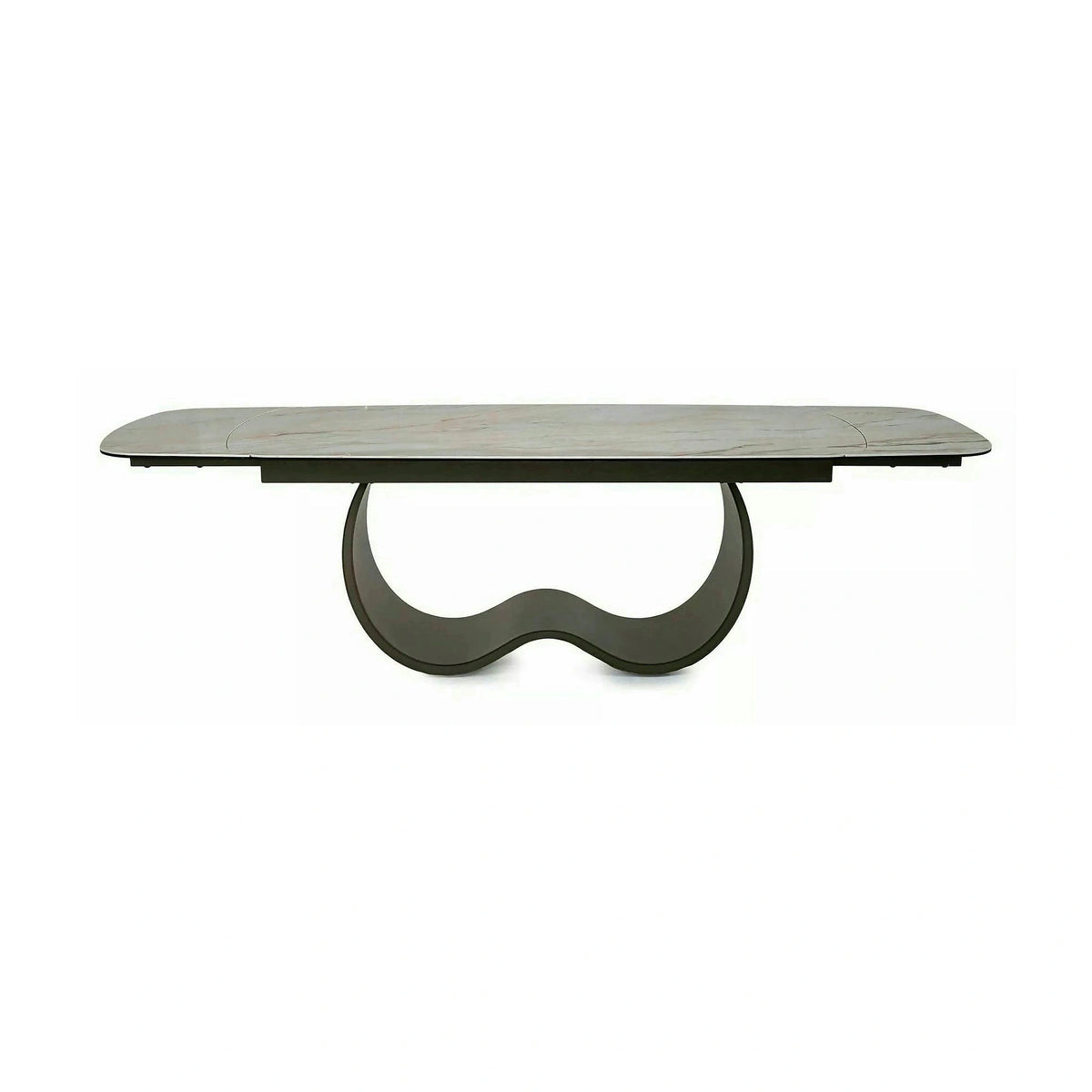Masă extensibilă CASABLANCA, bej/cupru, sticlă securizată/ceramică/metal, 198–274x98x76 cm