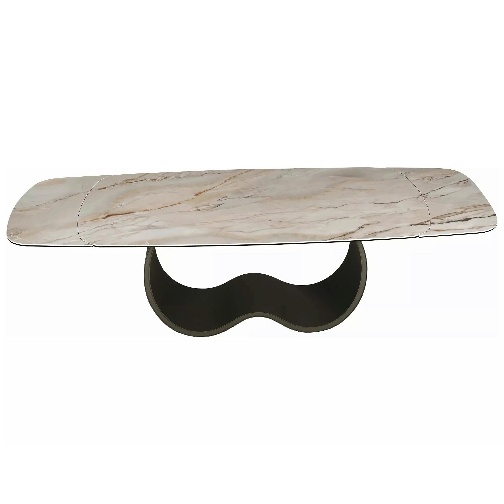 Masă extensibilă CASABLANCA, bej/cupru, sticlă securizată/ceramică/metal, 198–274x98x76 cm
