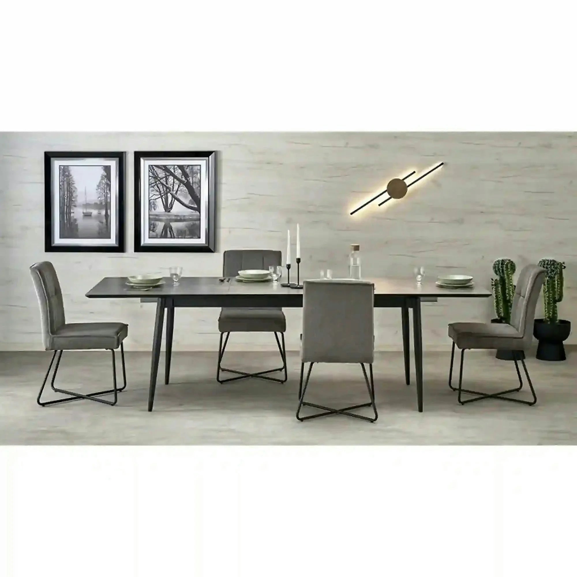 Masa extensibila CHARLES, gri/negru, 180/260x90x76 cm