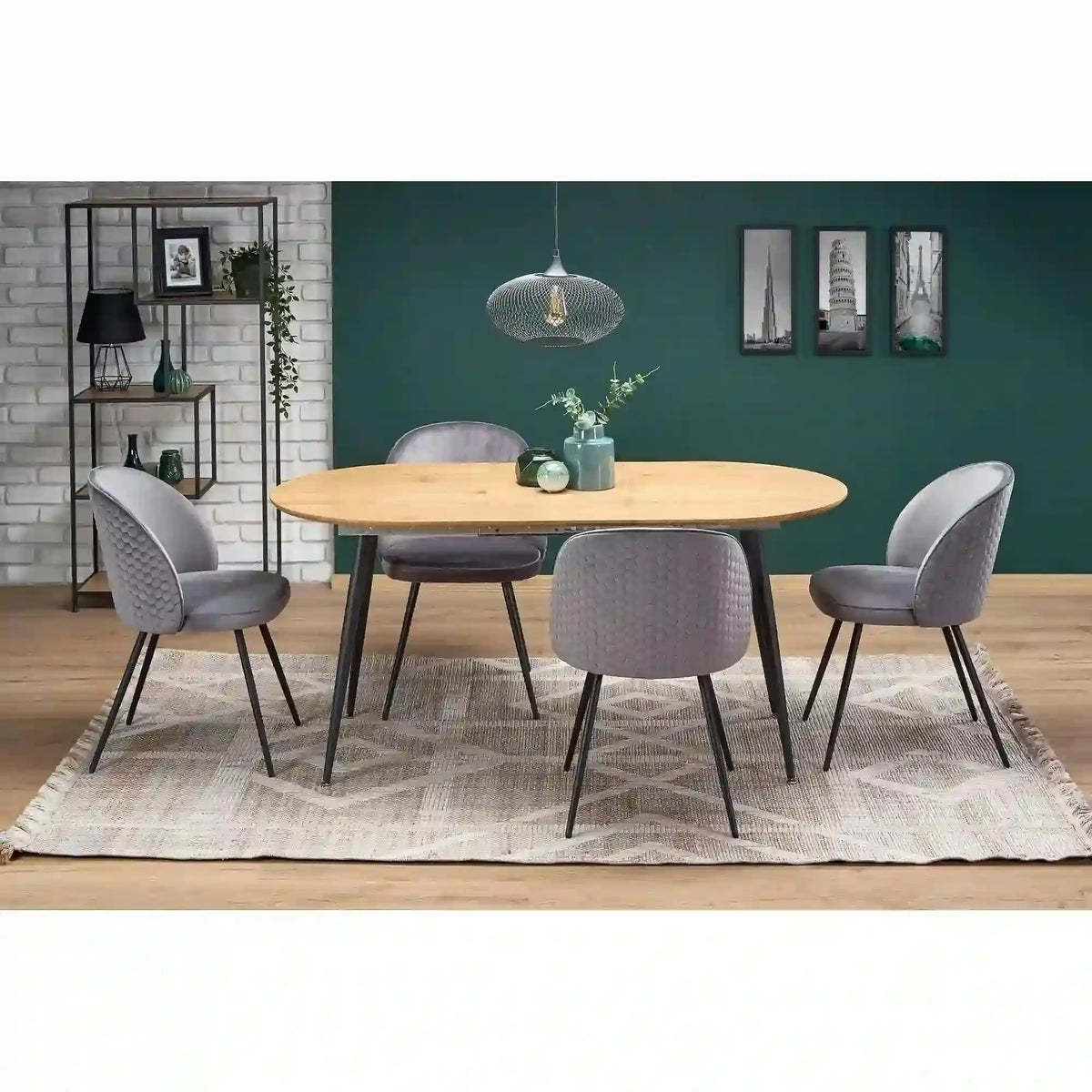 Masa extensibila COLORADO, stejar auriu/negru, 120/160x80x74 cm