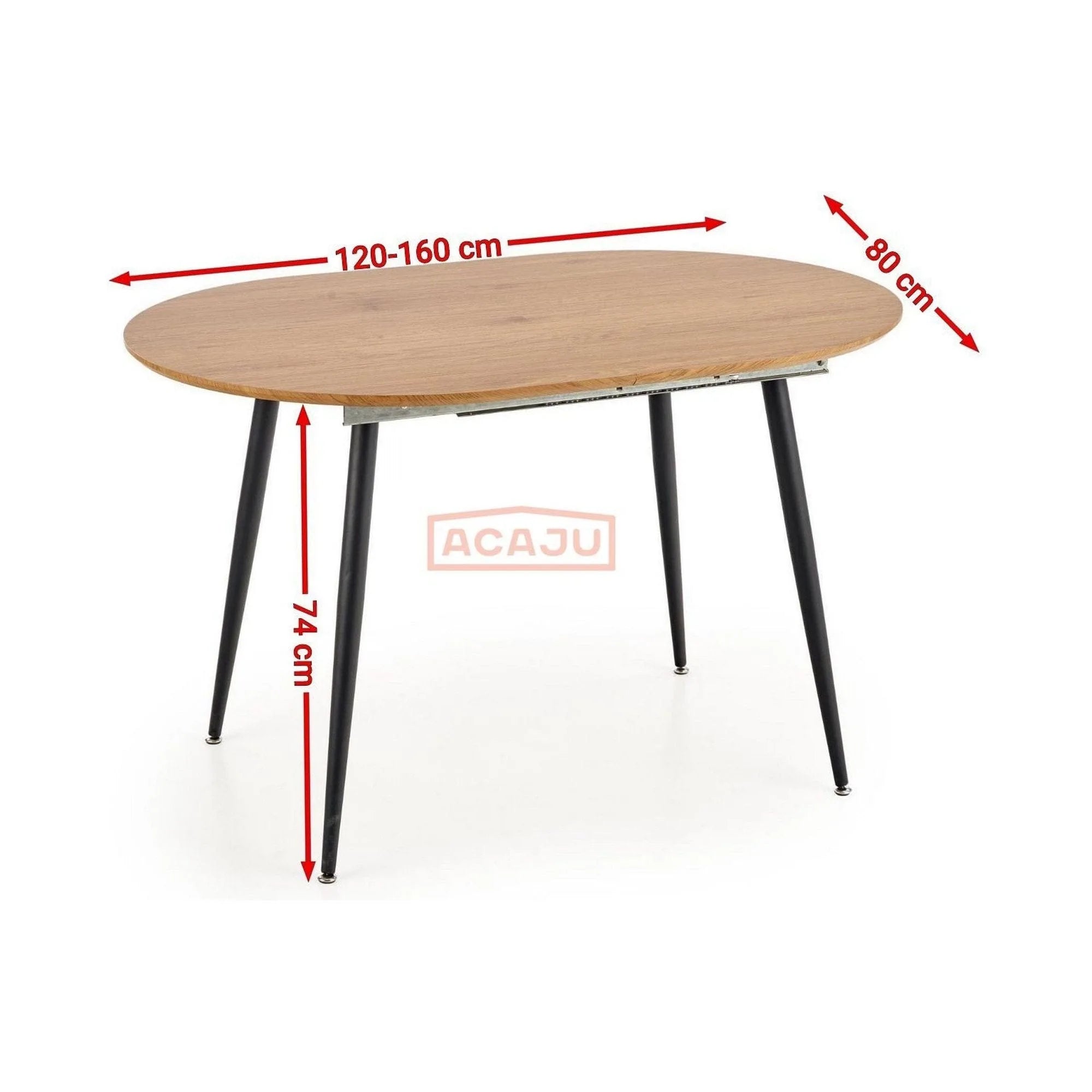 Masa extensibila COLORADO, stejar auriu/negru, 120/160x80x74 cm