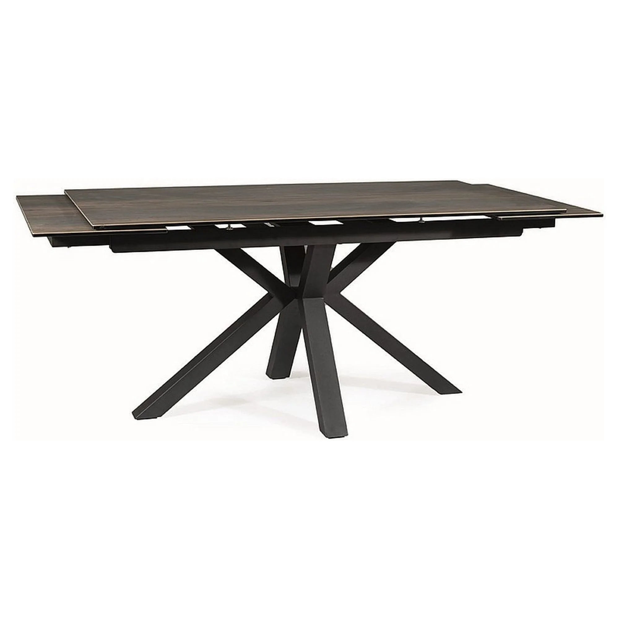 Masa extensibila COLUMBUS CERAMIC, maro/negru mat, sticla securizata/ceramica, 160/240x90x76 cm