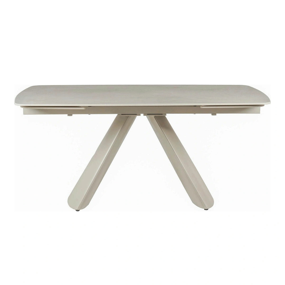Masa extensibila CORVUS, bej cu efect de piatra travertin, ceramica/metal, 165/240x90x76 cm