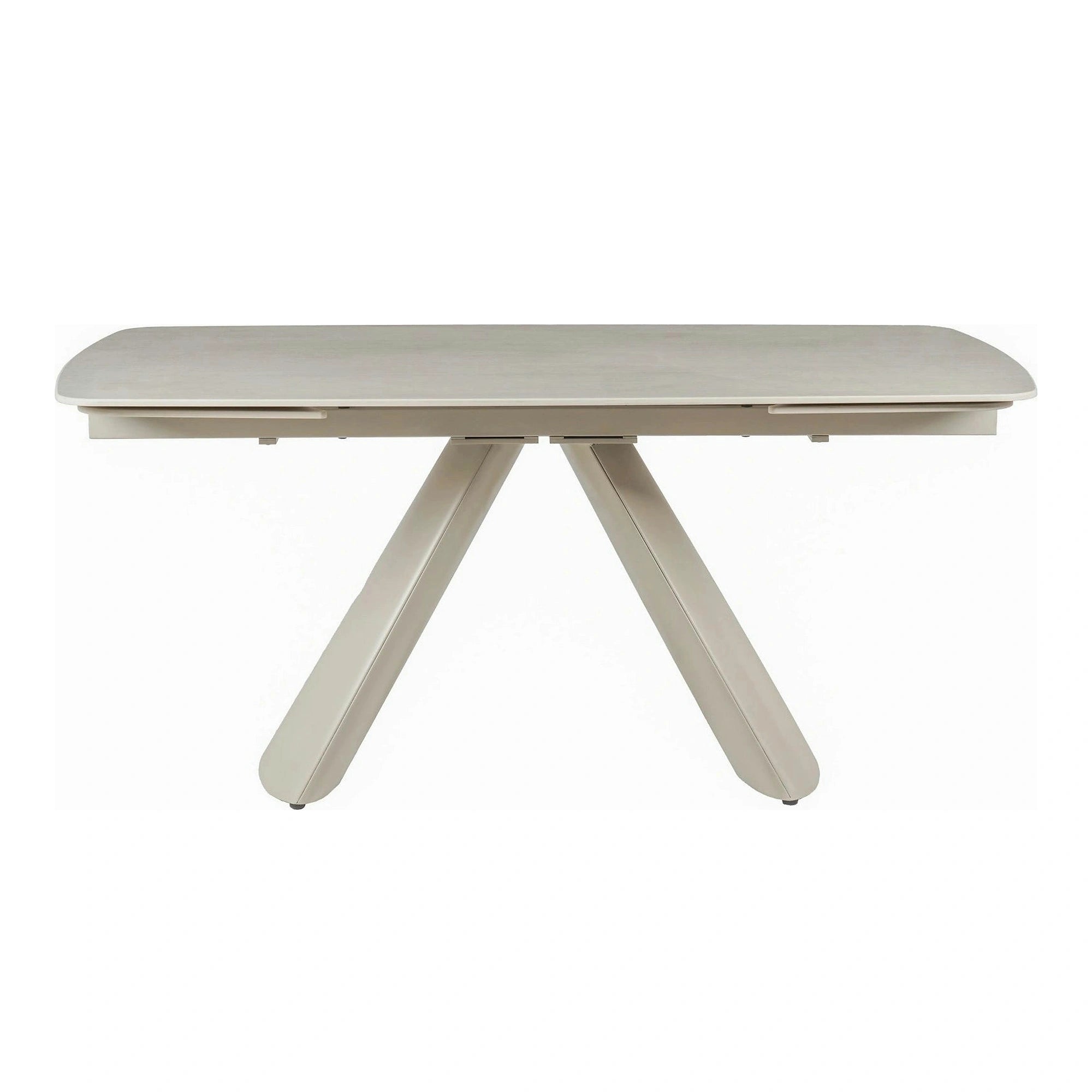 Masa extensibila CORVUS, bej cu efect de piatra travertin, ceramica/metal, 165/240x90x76 cm