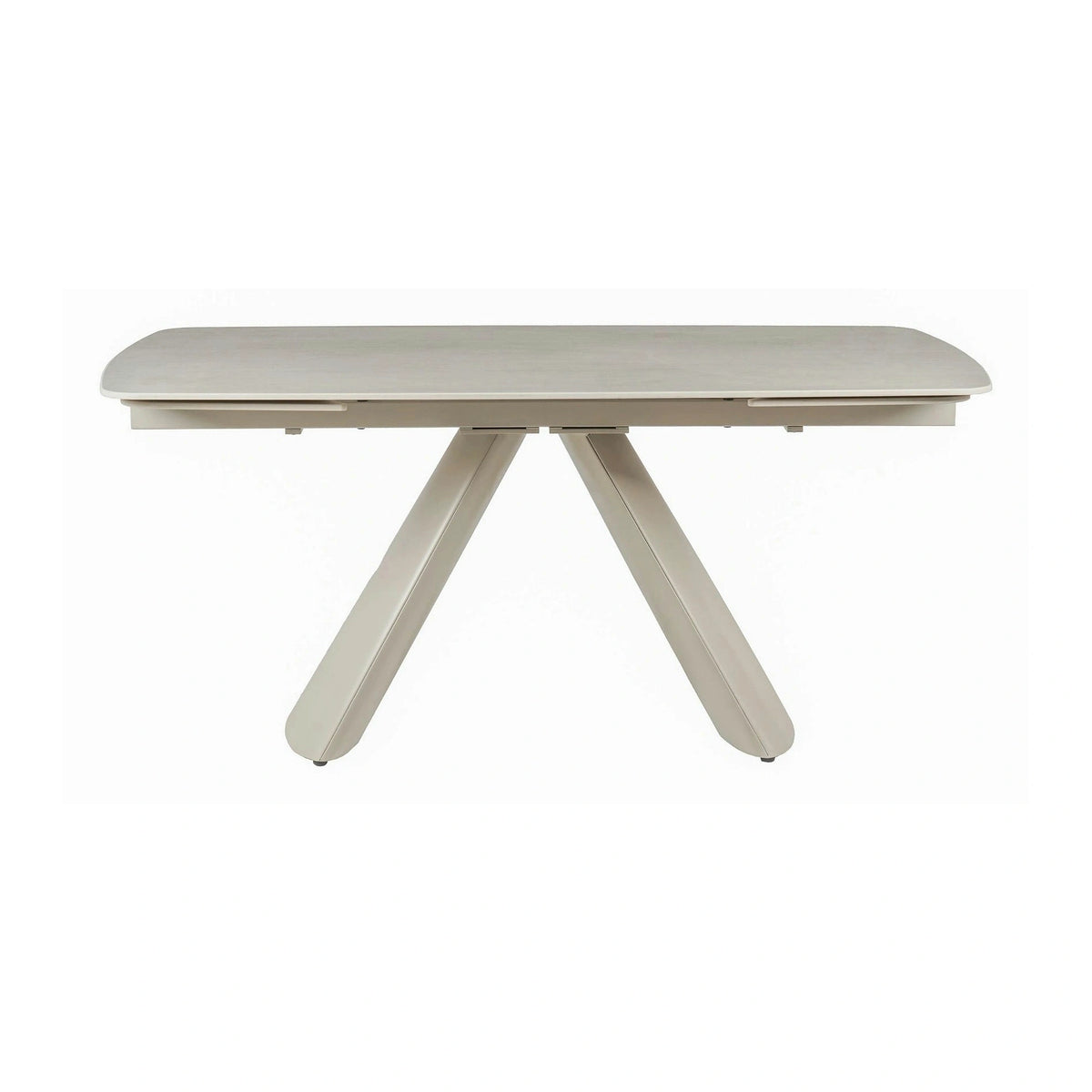 Masa extensibila CORVUS, bej cu efect de piatra travertin, ceramica/metal, 165/240x90x76 cm