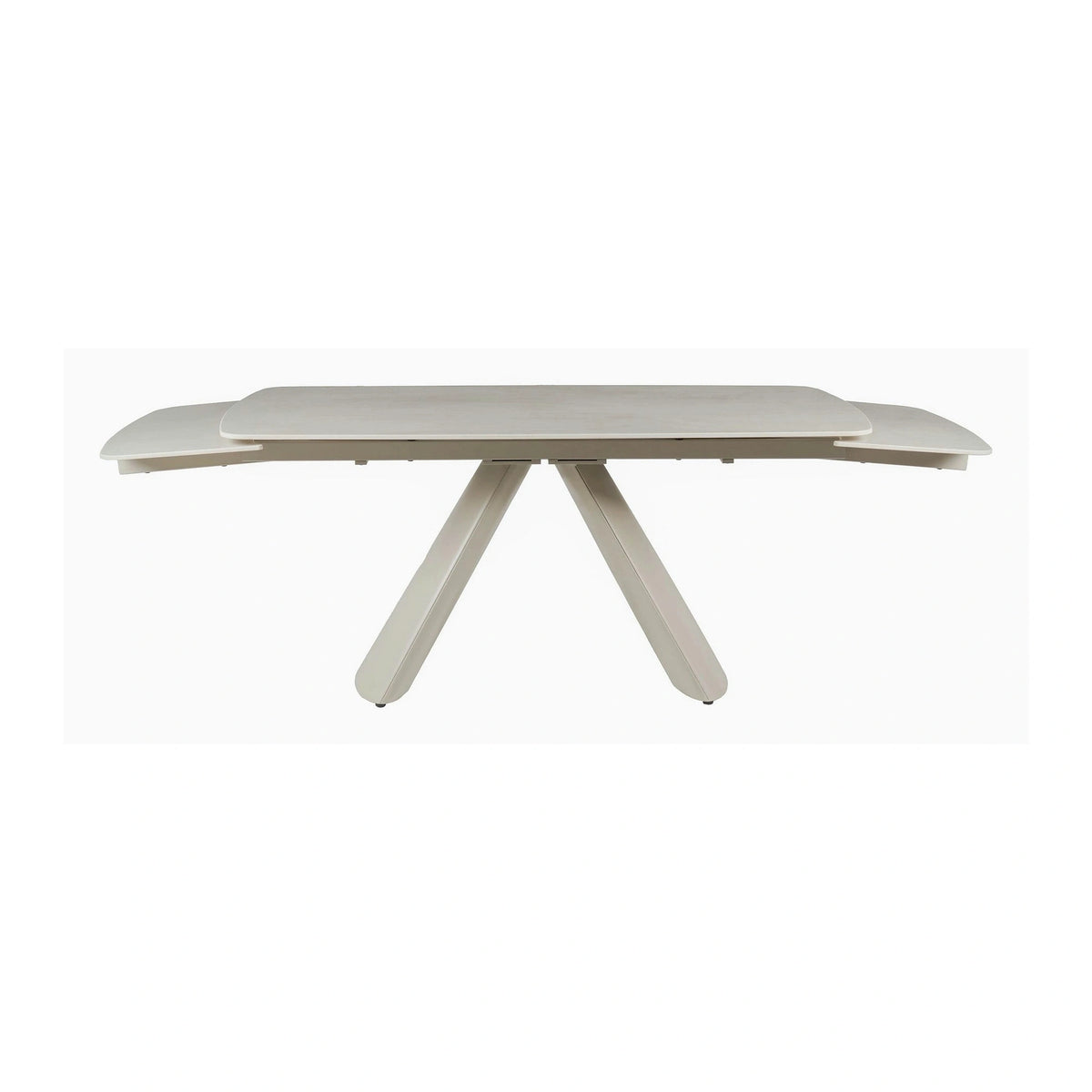 Masa extensibila CORVUS, bej cu efect de piatra travertin, ceramica/metal, 165/240x90x76 cm