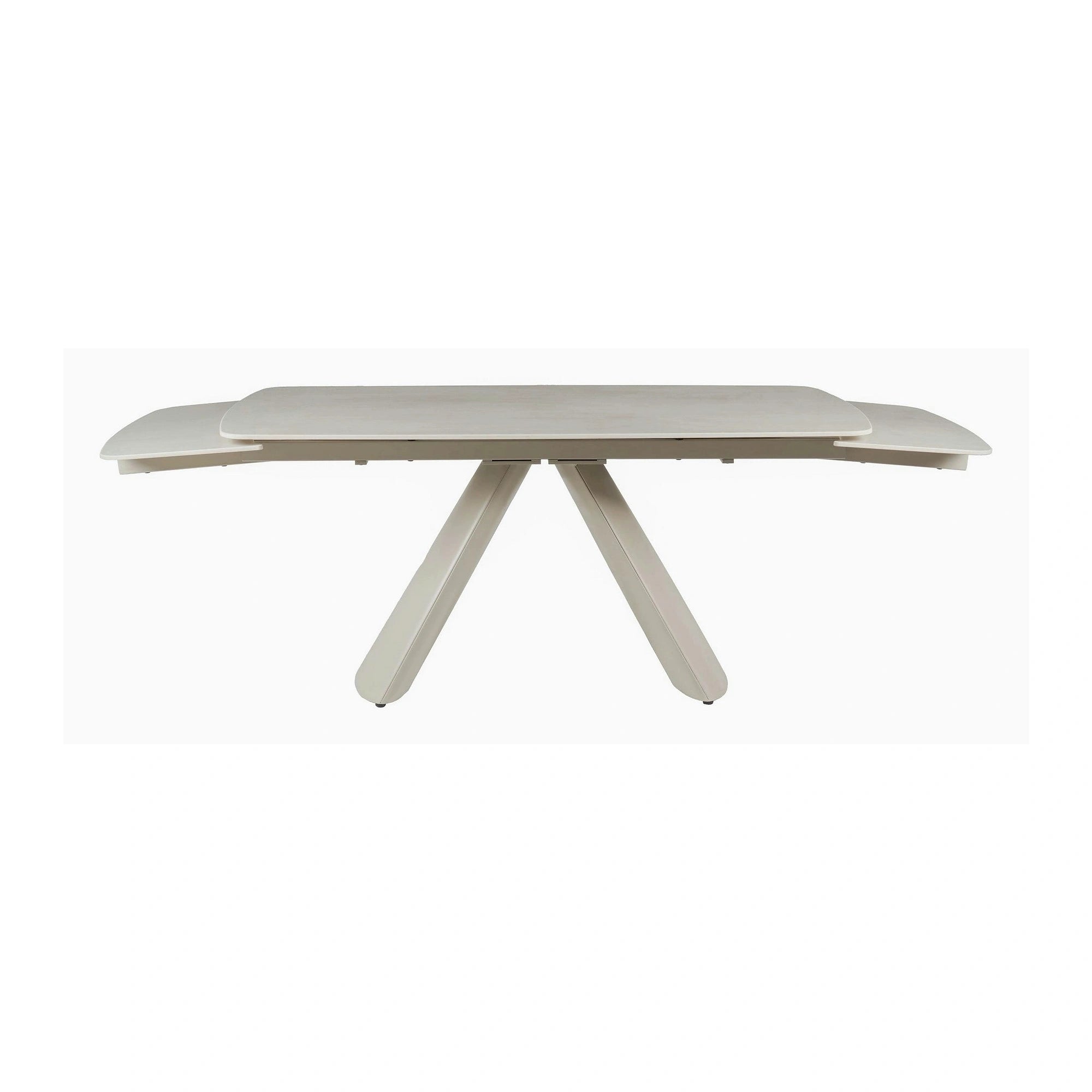 Masa extensibila CORVUS, bej cu efect de piatra travertin, ceramica/metal, 165/240x90x76 cm