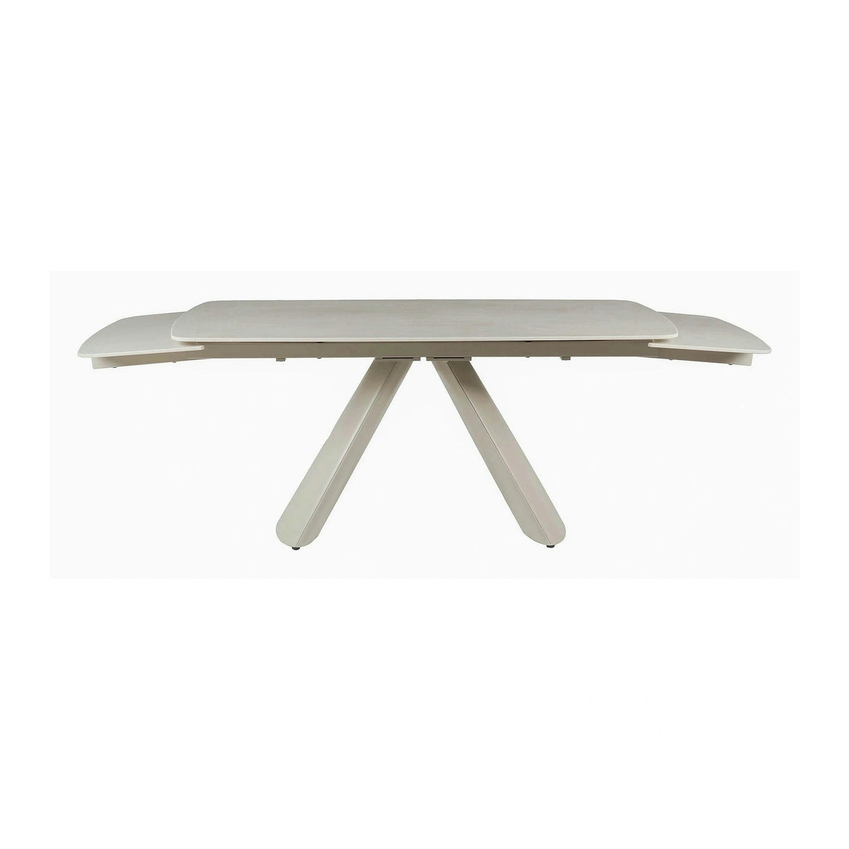 Masa extensibila CORVUS, bej cu efect de piatra travertin, ceramica/metal, 165/240x90x76 cm