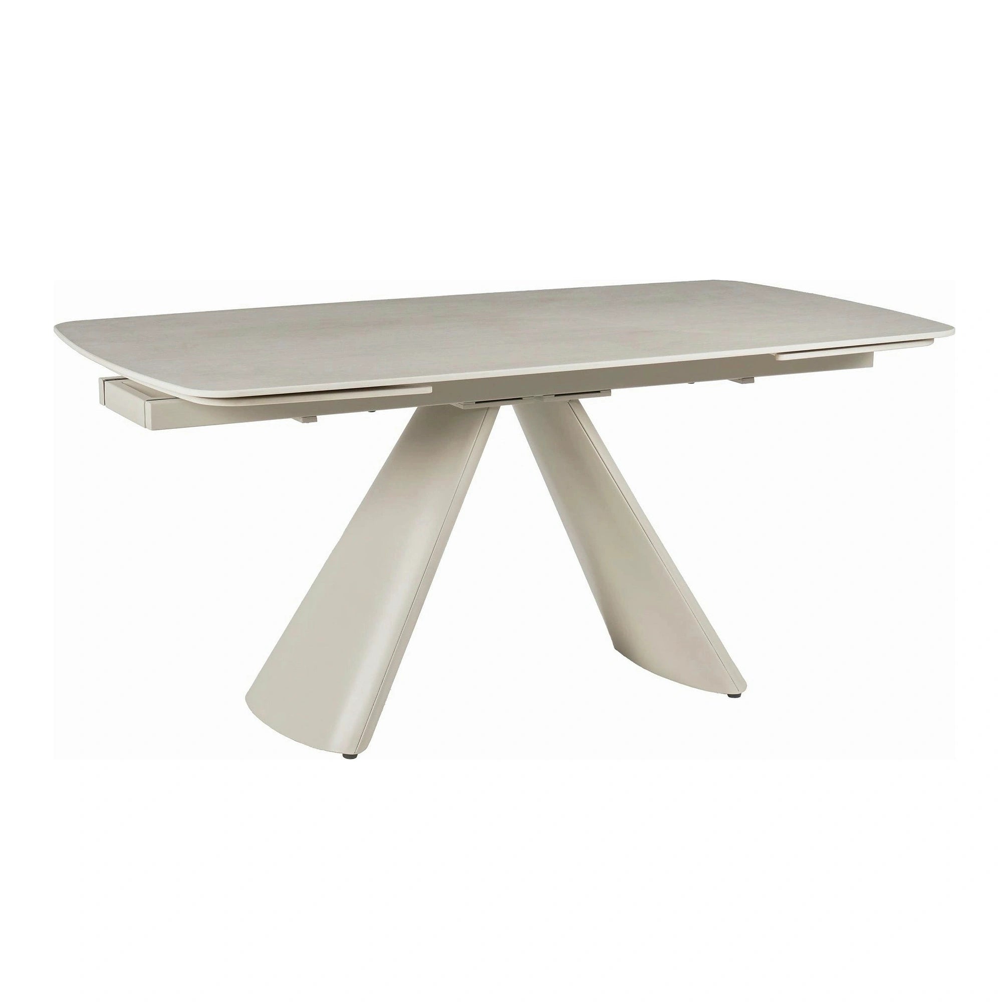 Masa extensibila CORVUS, bej cu efect de piatra travertin, ceramica/metal, 165/240x90x76 cm
