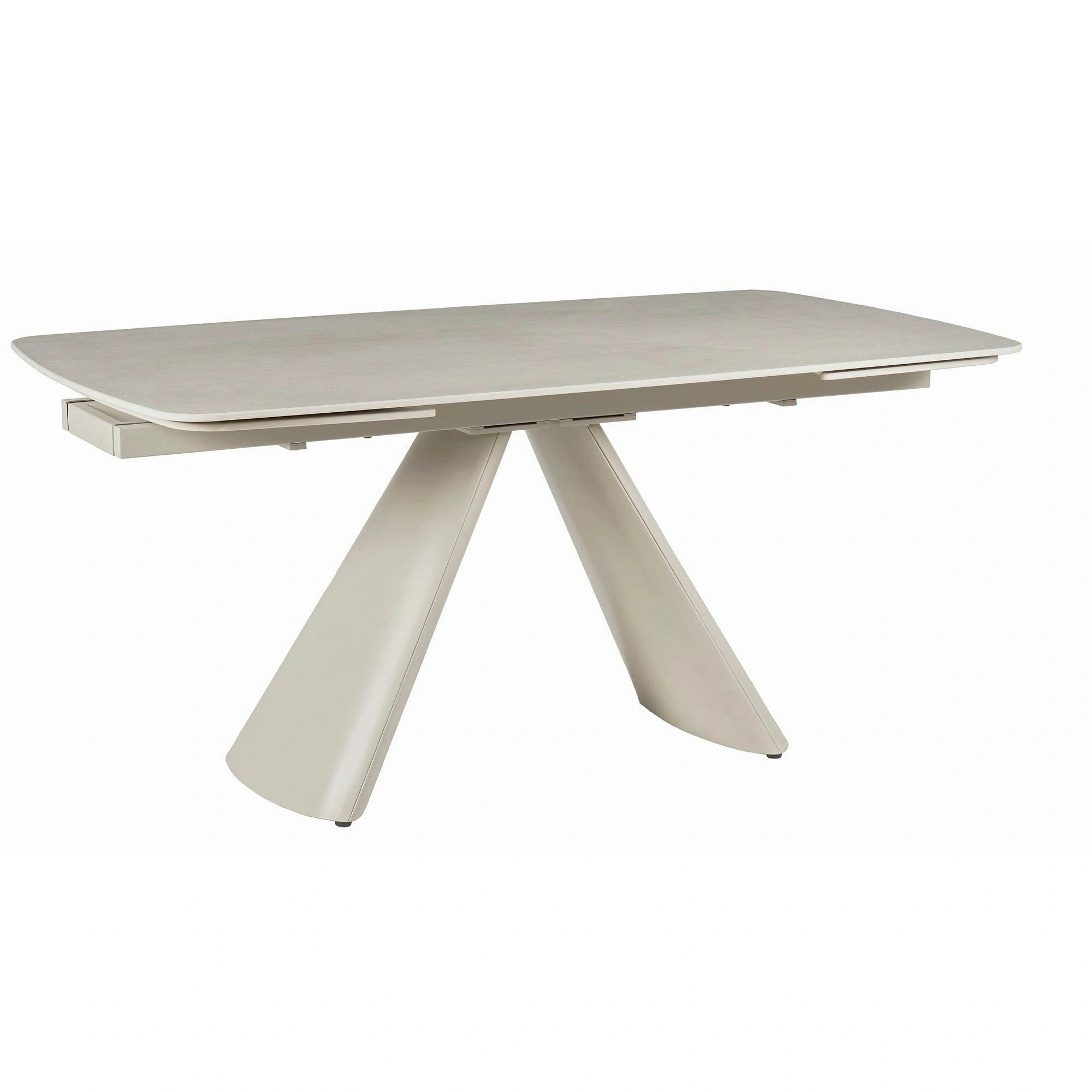 Masa extensibila CORVUS, bej cu efect de piatra travertin, ceramica/metal, 165/240x90x76 cm