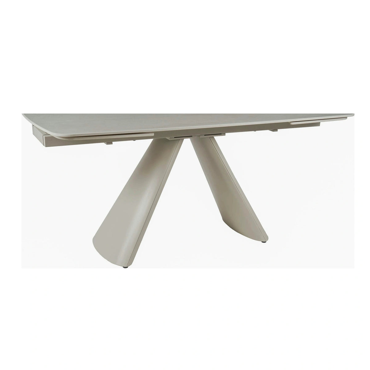 Masa extensibila CORVUS, bej cu efect de piatra travertin, ceramica/metal, 165/240x90x76 cm