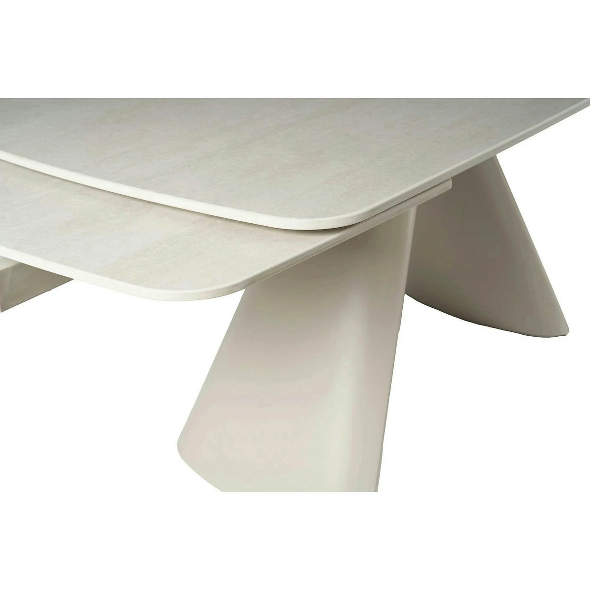 Masa extensibila CORVUS, bej cu efect de piatra travertin, ceramica/metal, 165/240x90x76 cm