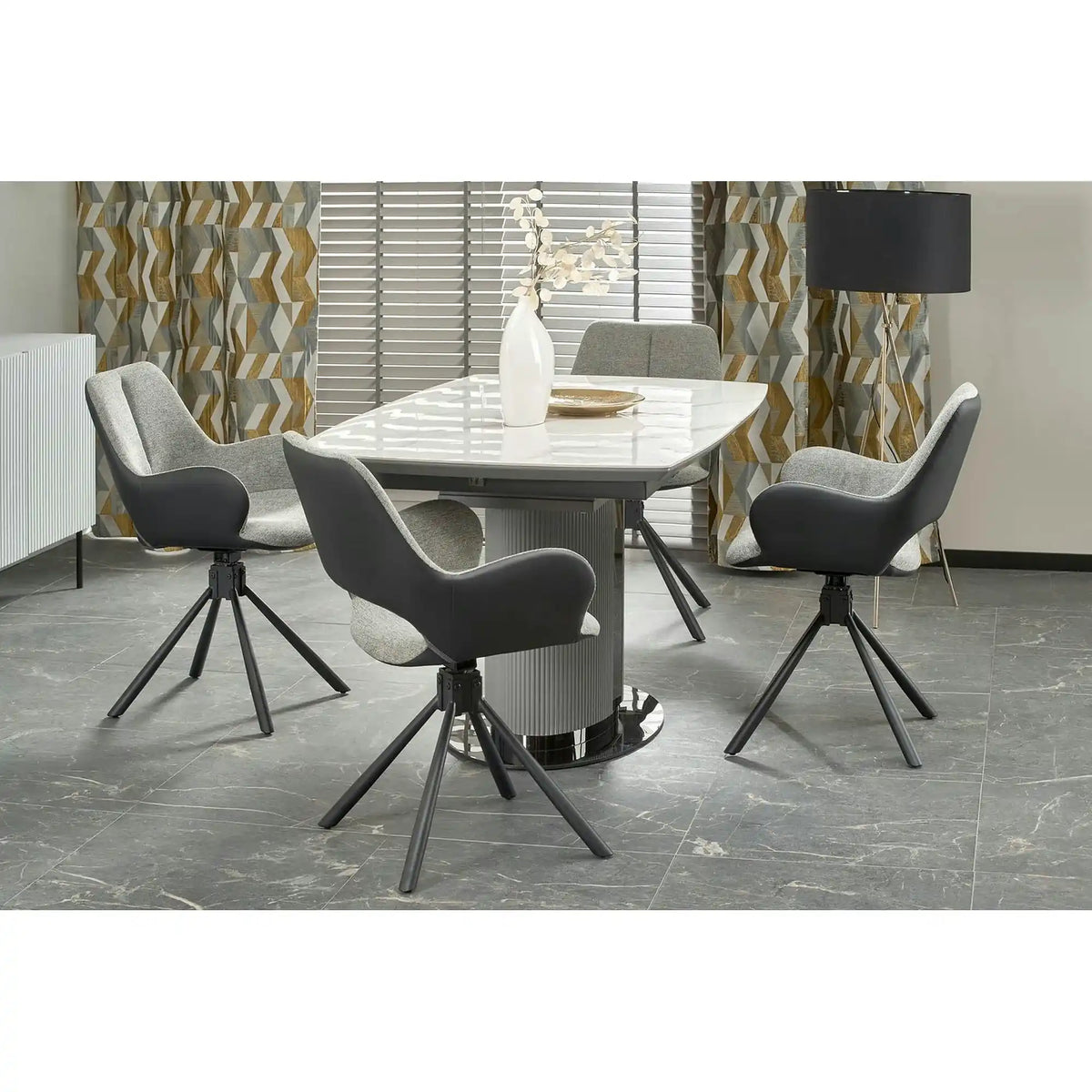 Masa extensibila DANCAN, alb/gri, 160-220x90x76 cm