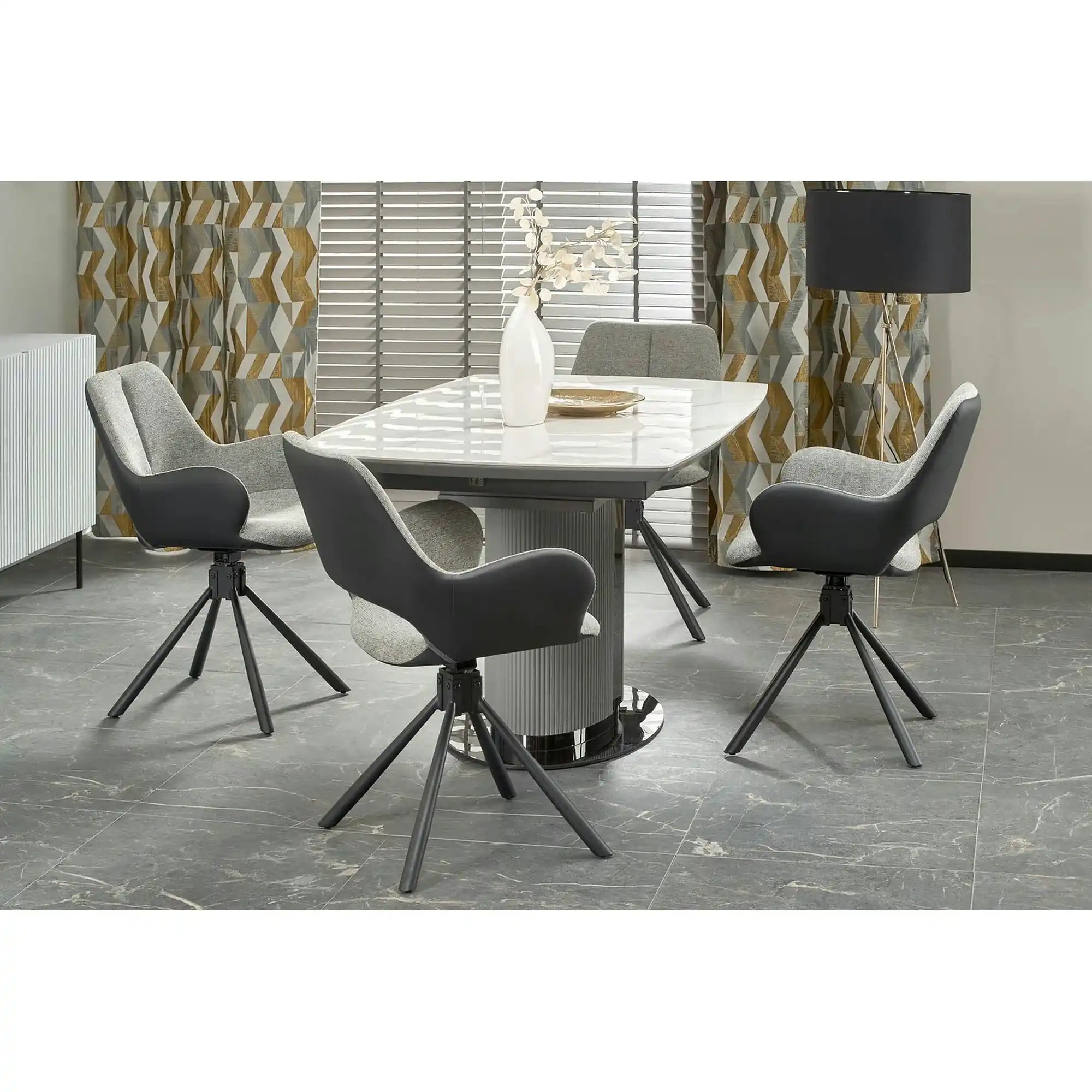 Masa extensibila DANCAN, alb/gri, 160-220x90x76 cm