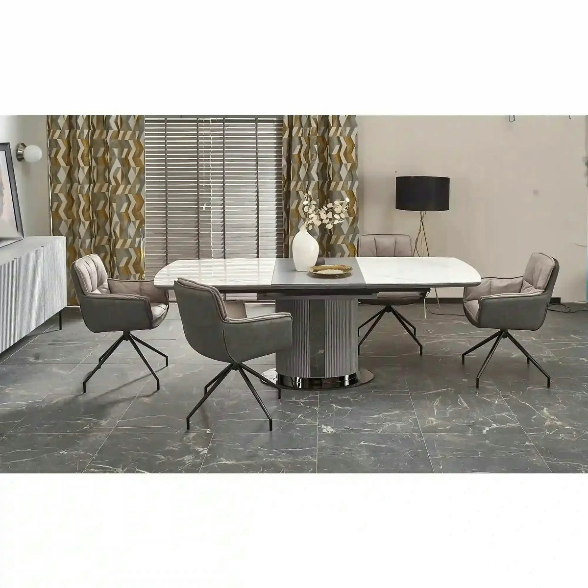 Masa extensibila DANCAN, alb/gri, 160-220x90x76 cm