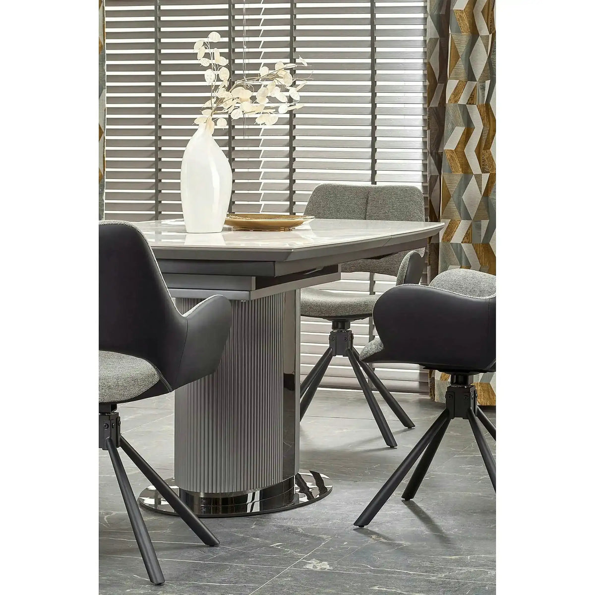 Masa extensibila DANCAN, alb/gri, 160-220x90x76 cm