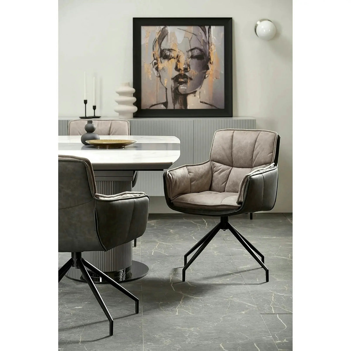 Masa extensibila DANCAN, alb/gri, 160-220x90x76 cm