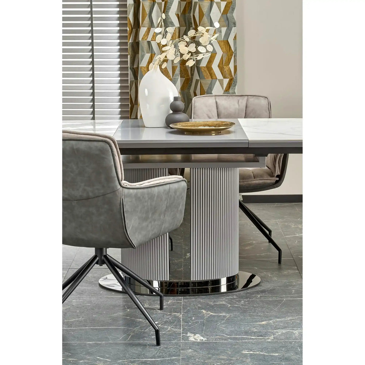 Masa extensibila DANCAN, alb/gri, 160-220x90x76 cm