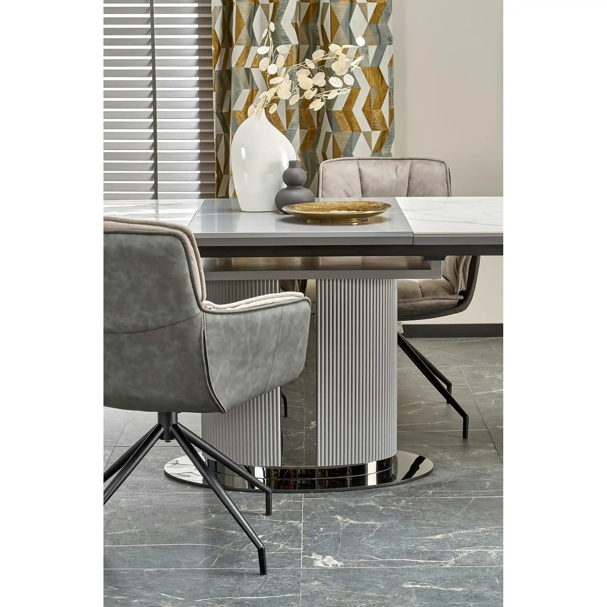 Masa extensibila DANCAN, alb/gri, 160-220x90x76 cm