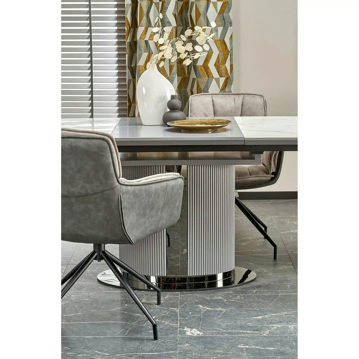 Masa extensibila DANCAN, alb/gri, 160-220x90x76 cm