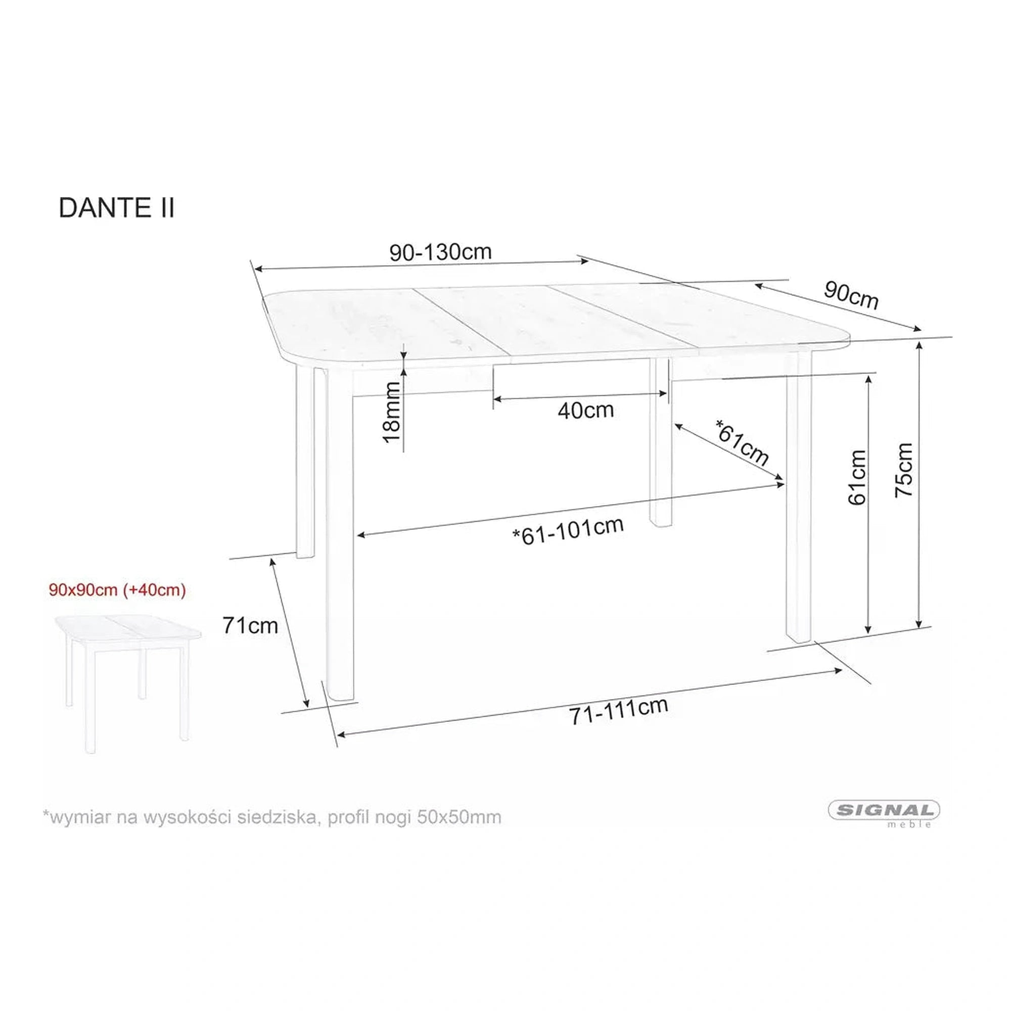 Masa extensibila DANTE II, stejar artisan/negru, PAL laminat, 90/130x90x75 cm