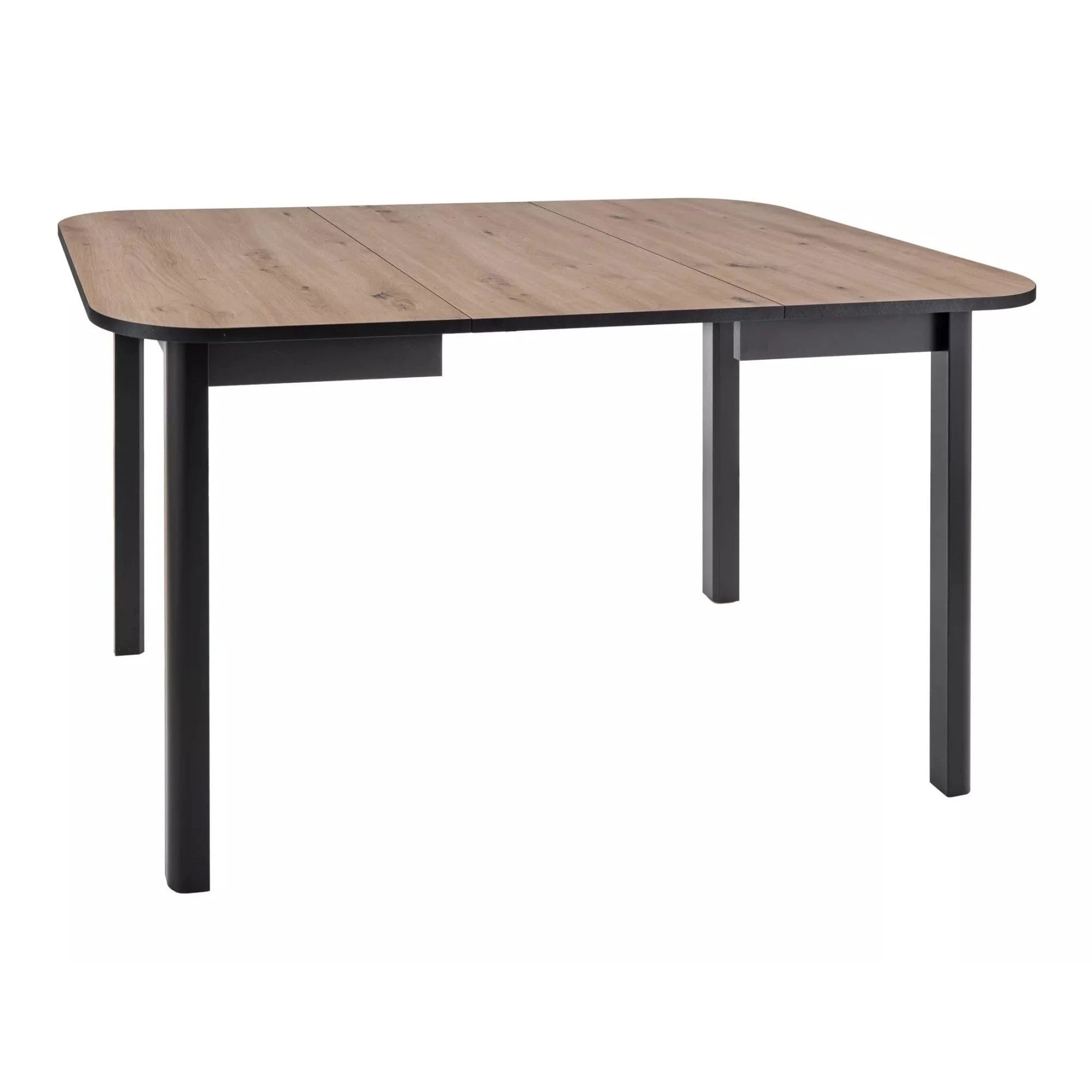 Masa extensibila DANTE II, stejar artisan/negru, PAL laminat, 90/130x90x75 cm