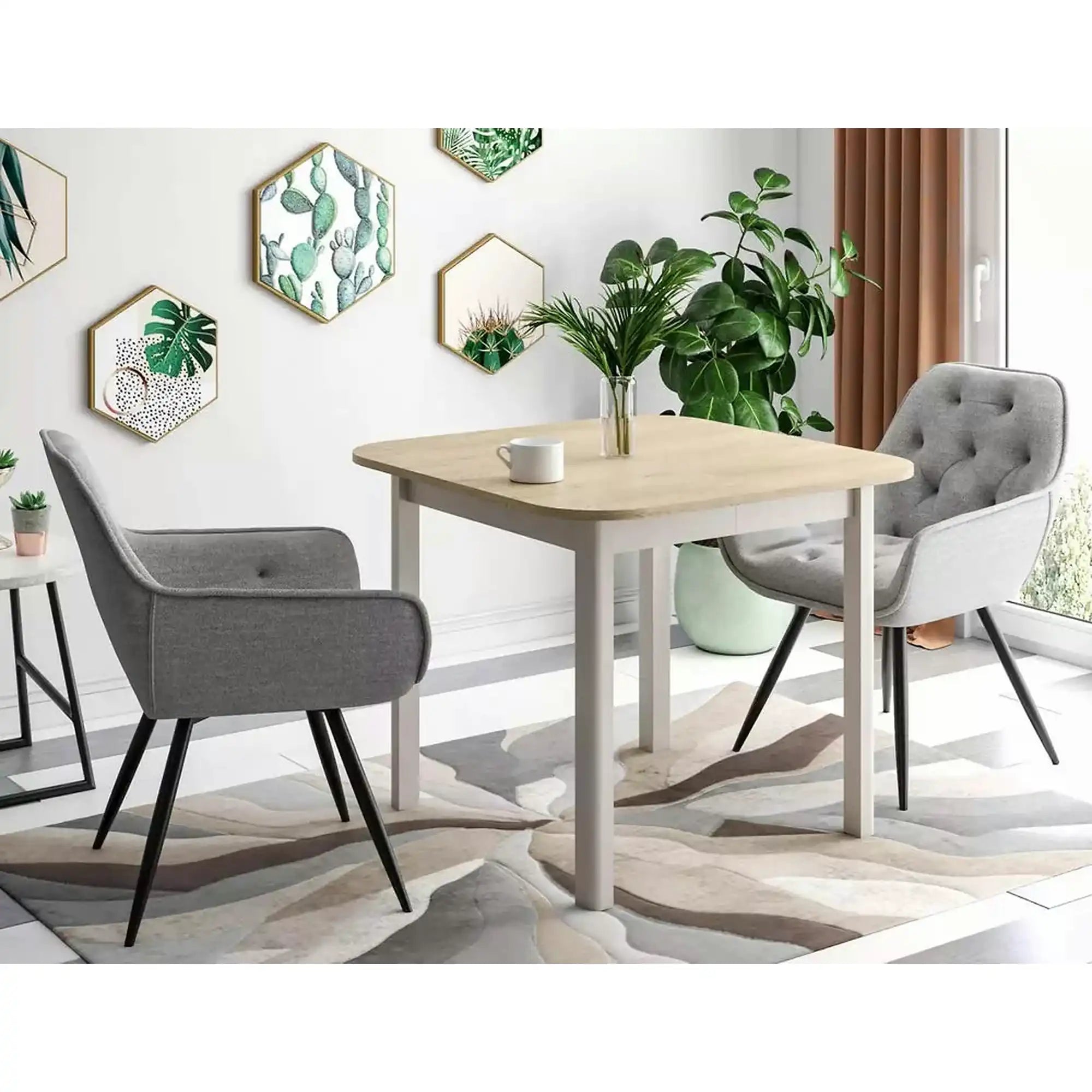 Masa extensibila DANTE II, stejar/casmir, PAL laminat, 90/130x90x75 cm