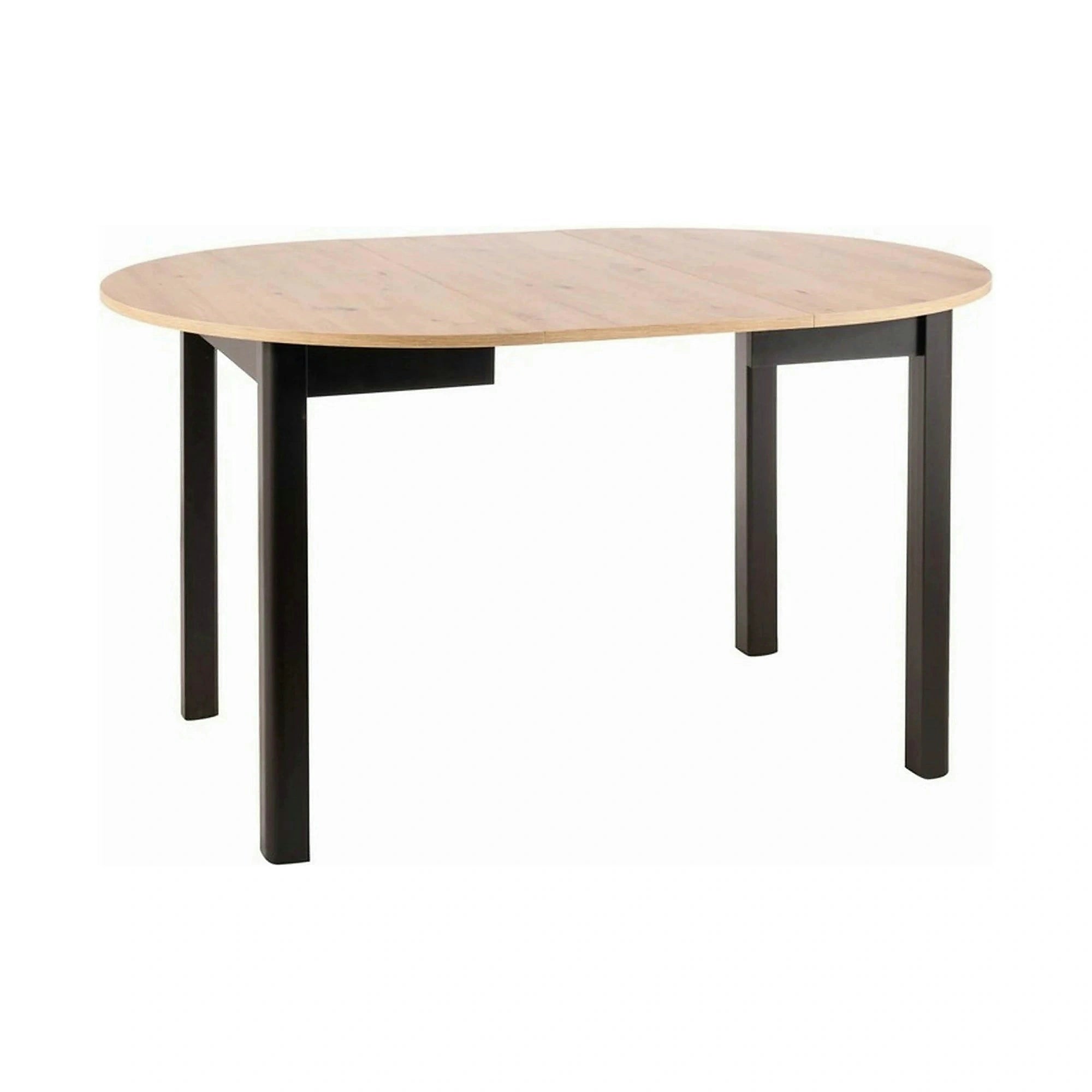 Masa extensibila DANTE, stejar artisan/negru mat, PAL laminat, 102/142x102x75 cm