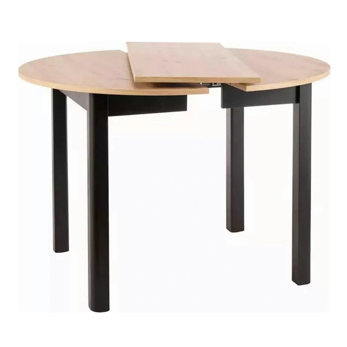 Masa extensibila DANTE, stejar artisan/negru mat, PAL laminat, 102/142x102x75 cm