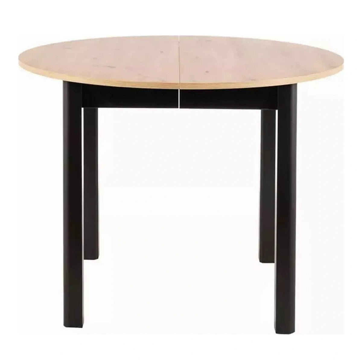 Masa extensibila DANTE, stejar artisan/negru mat, PAL laminat, 102/142x102x75 cm