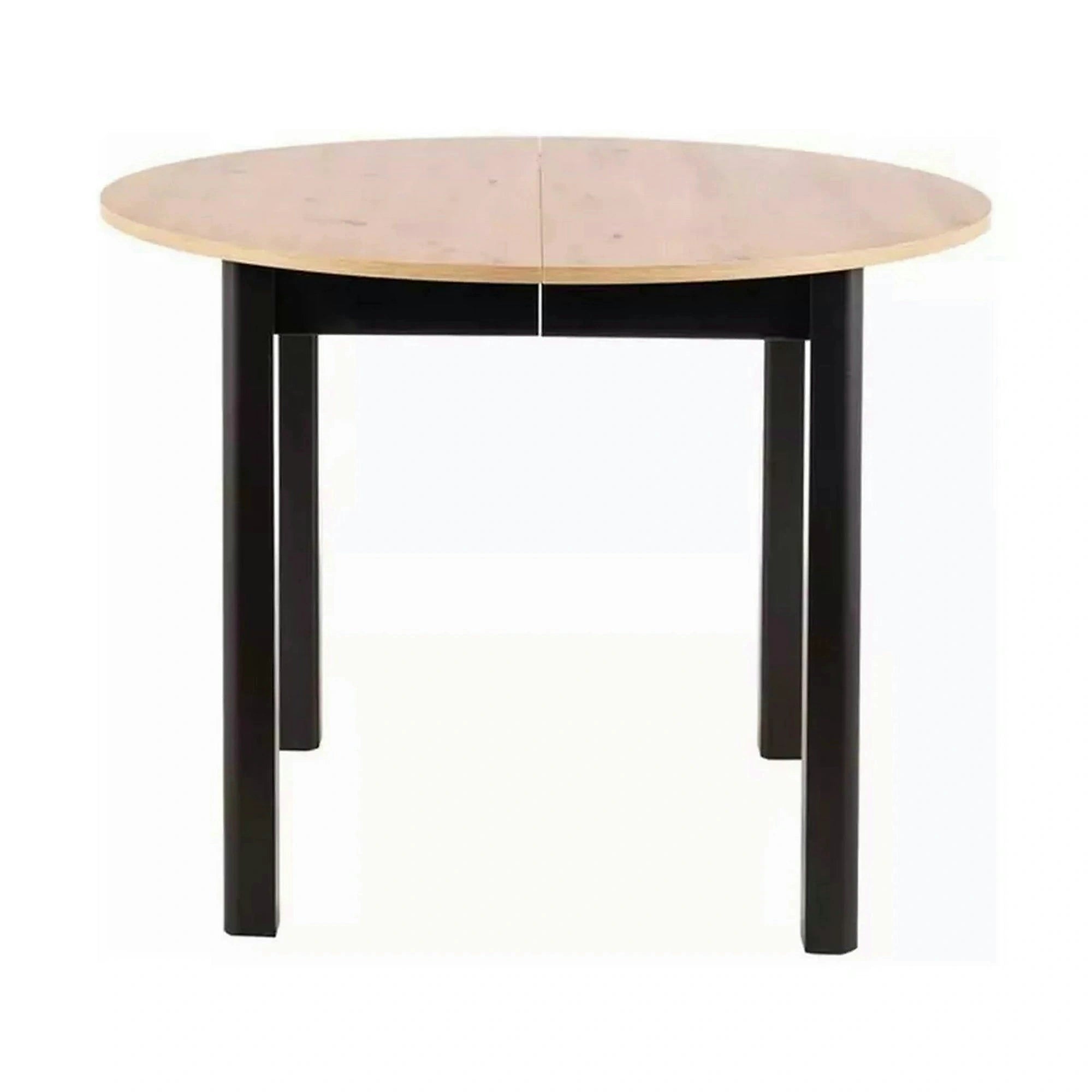 Masa extensibila DANTE, stejar artisan/negru mat, PAL laminat, 102/142x102x75 cm