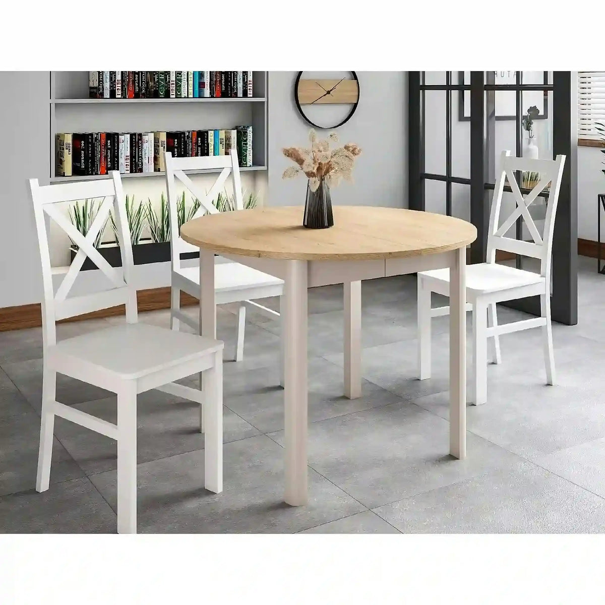 Masa extensibila DANTE, stejar/casmir, PAL laminat, 102/144x102x75 cm