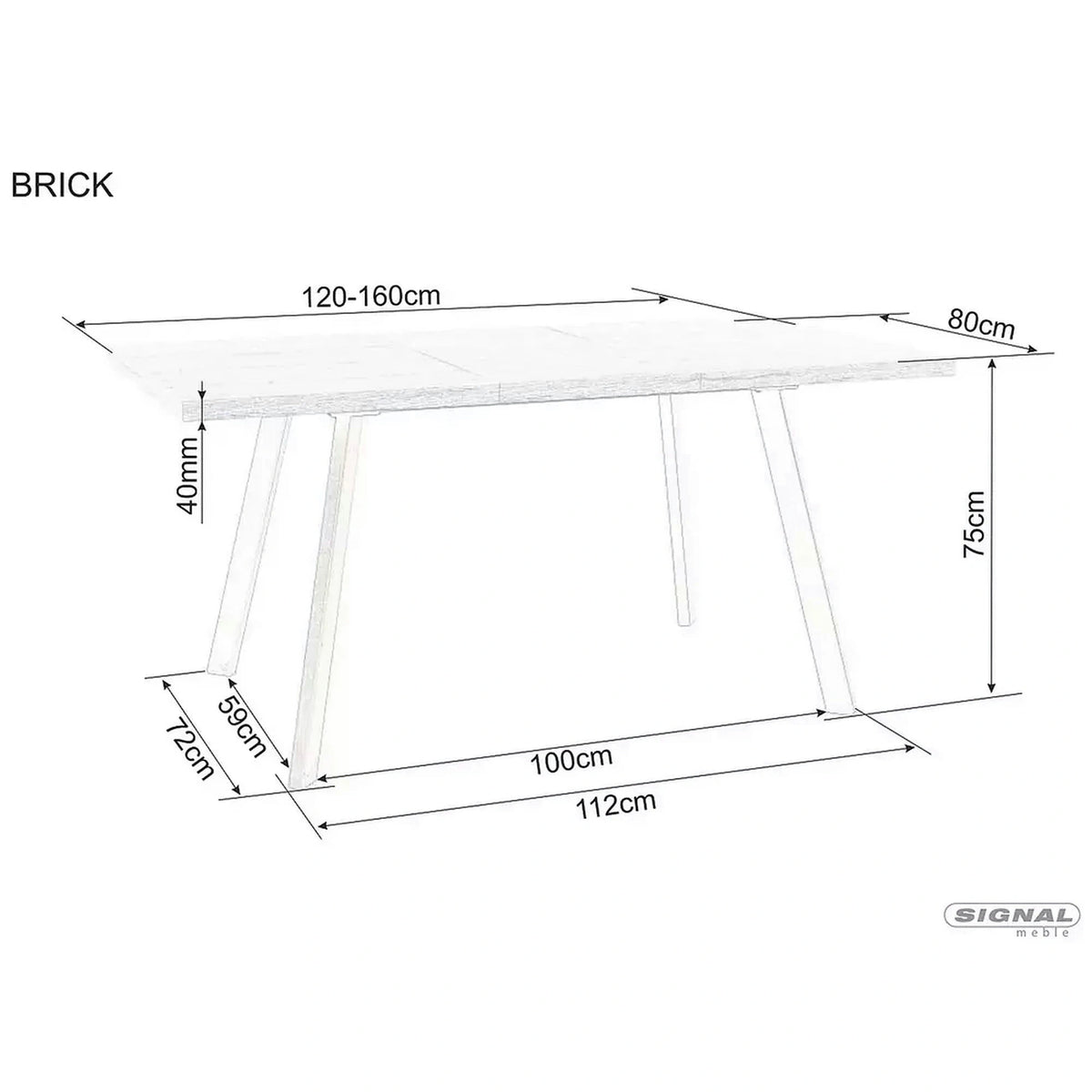 Masa extensibila de bucatarie BRICK, stejar artisan/negru, 120/160x80x75 cm