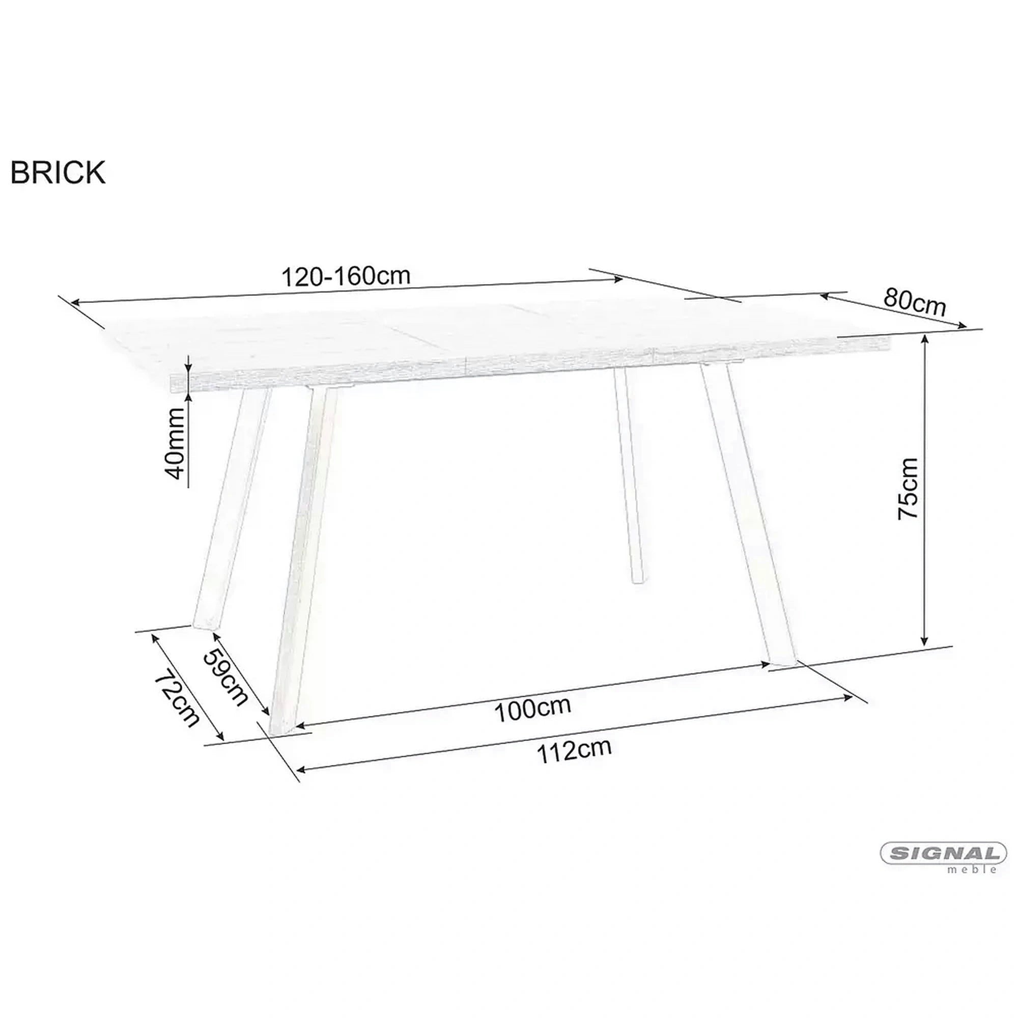 Masa extensibila de bucatarie BRICK, stejar artisan/negru, 120/160x80x75 cm