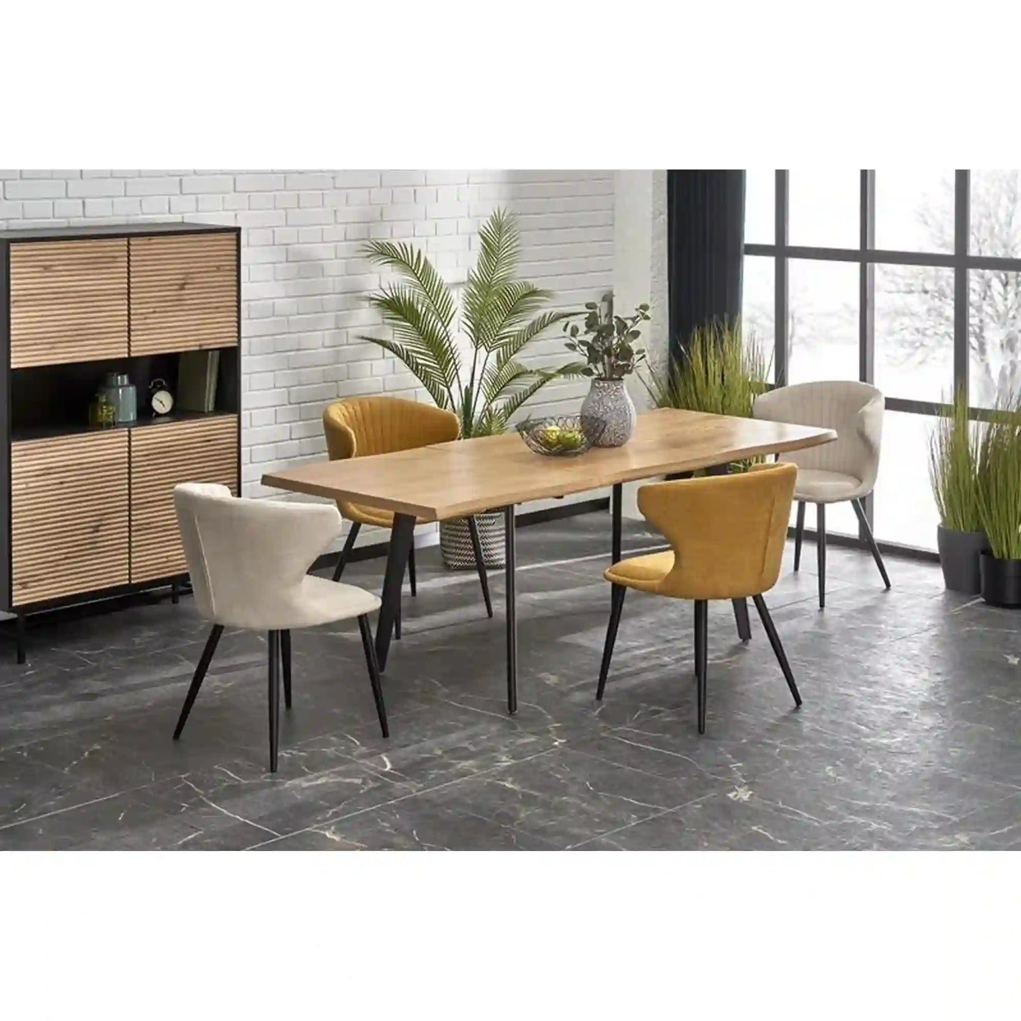 Masa extensibila DICKSON, stejar miere/negru, 150/210x90x75 cm