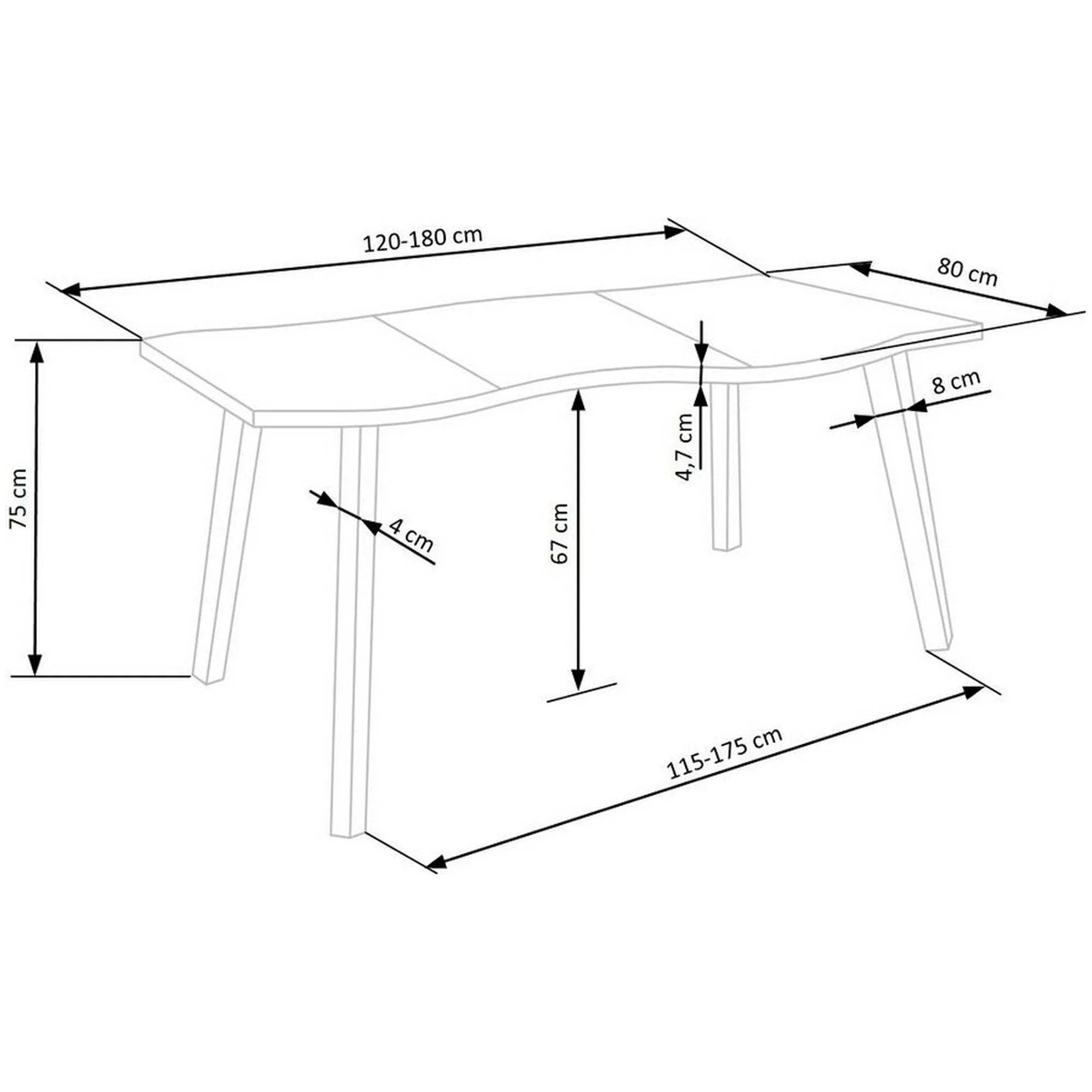 Masa extensibila DICKSON, stejar natural, 120-180x80x75 cm