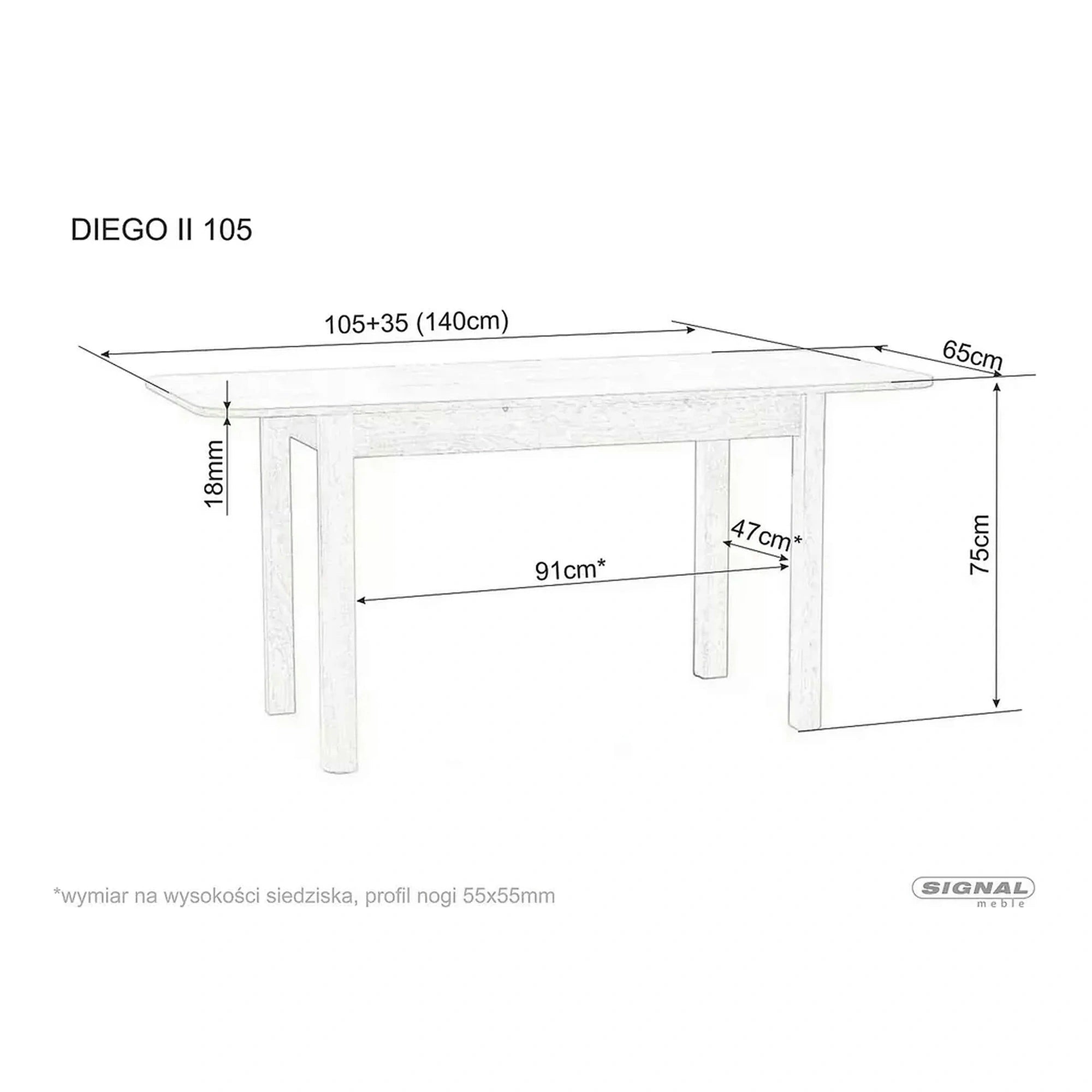 Masa extensibila DIEGO II, stejar sonoma, 105/140x65x75 cm