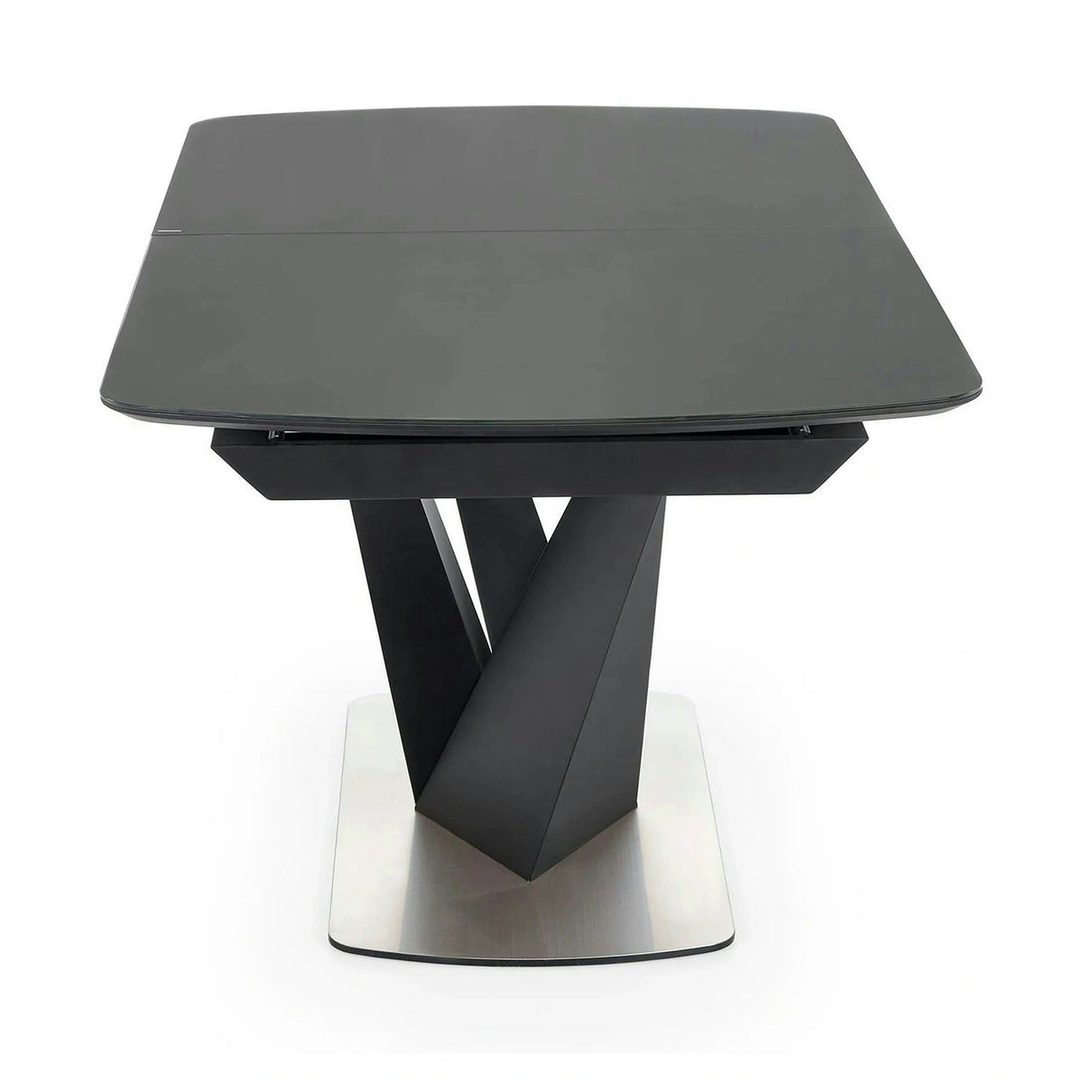 Masa extensibila din sticla/otel PATRIZIO, negru, 160/200x90x77 cm